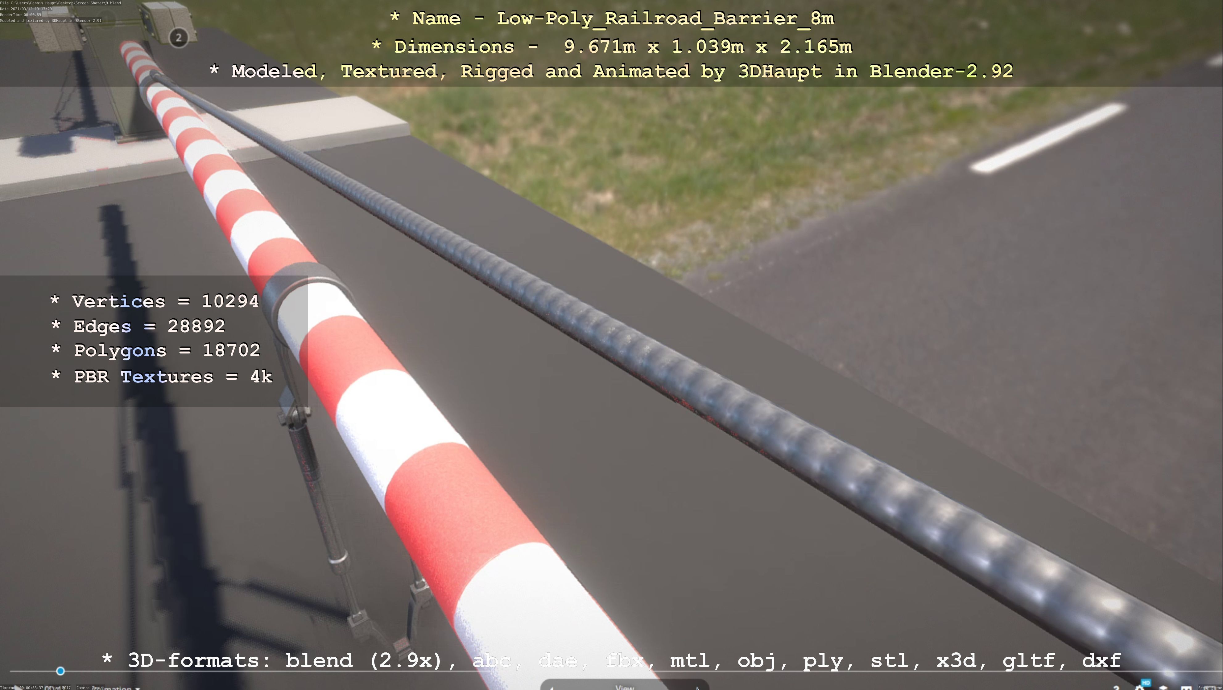 Low-Poly Railroad Barrier 8m Low-poly 3D model_28