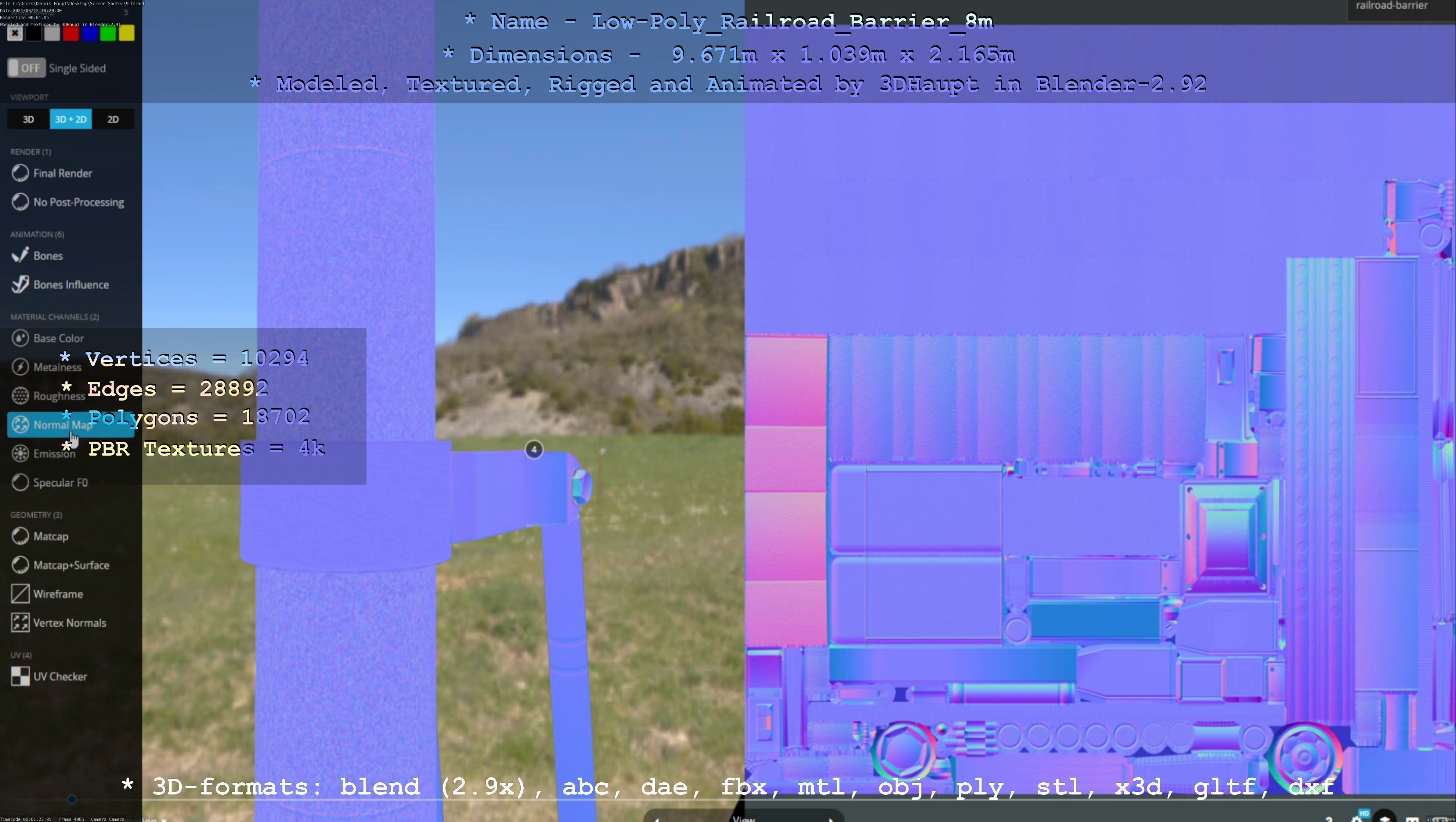 Low-Poly Railroad Barrier 8m Low-poly 3D model_12