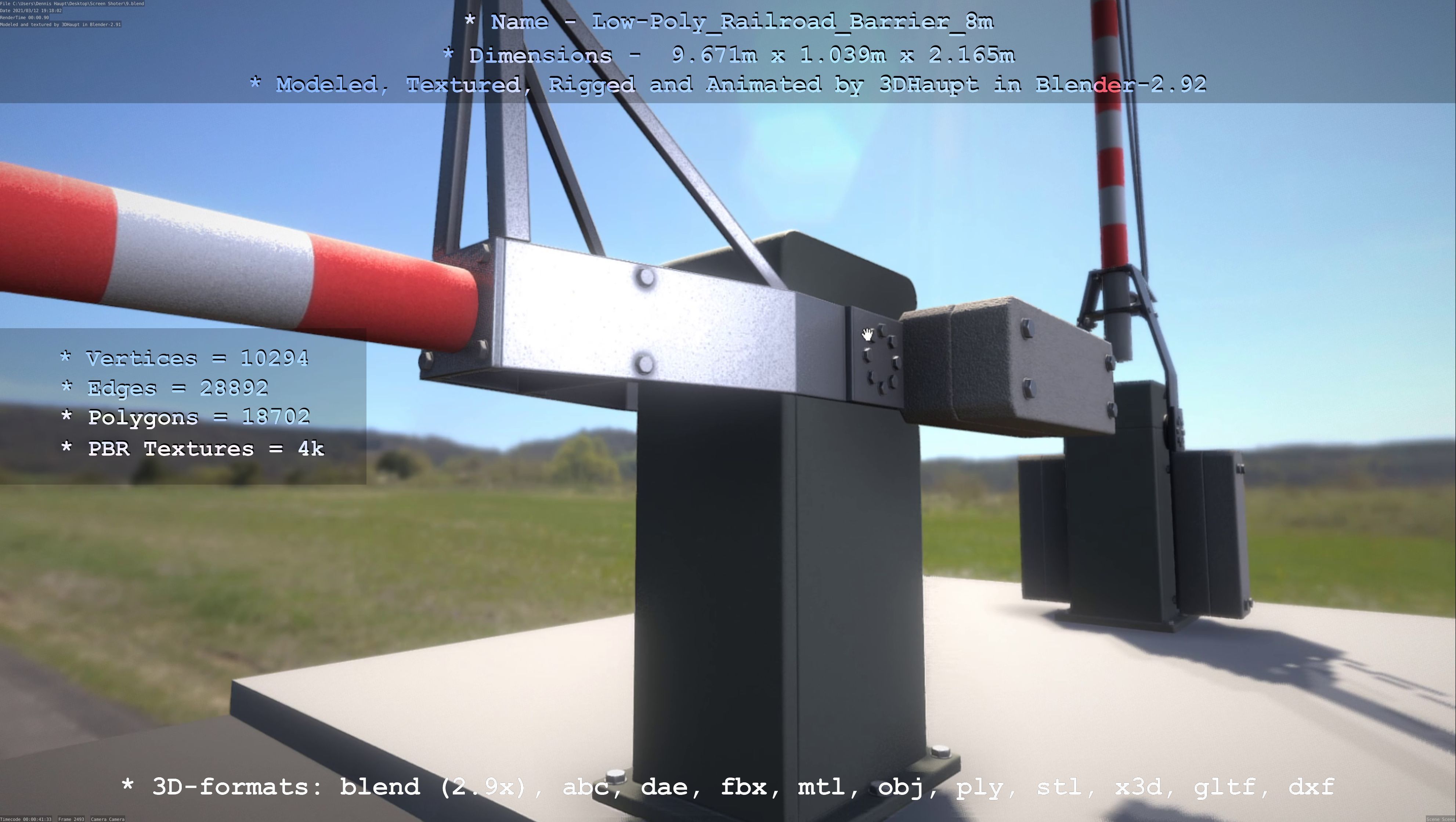 Low-Poly Railroad Barrier 8m Low-poly 3D model_102