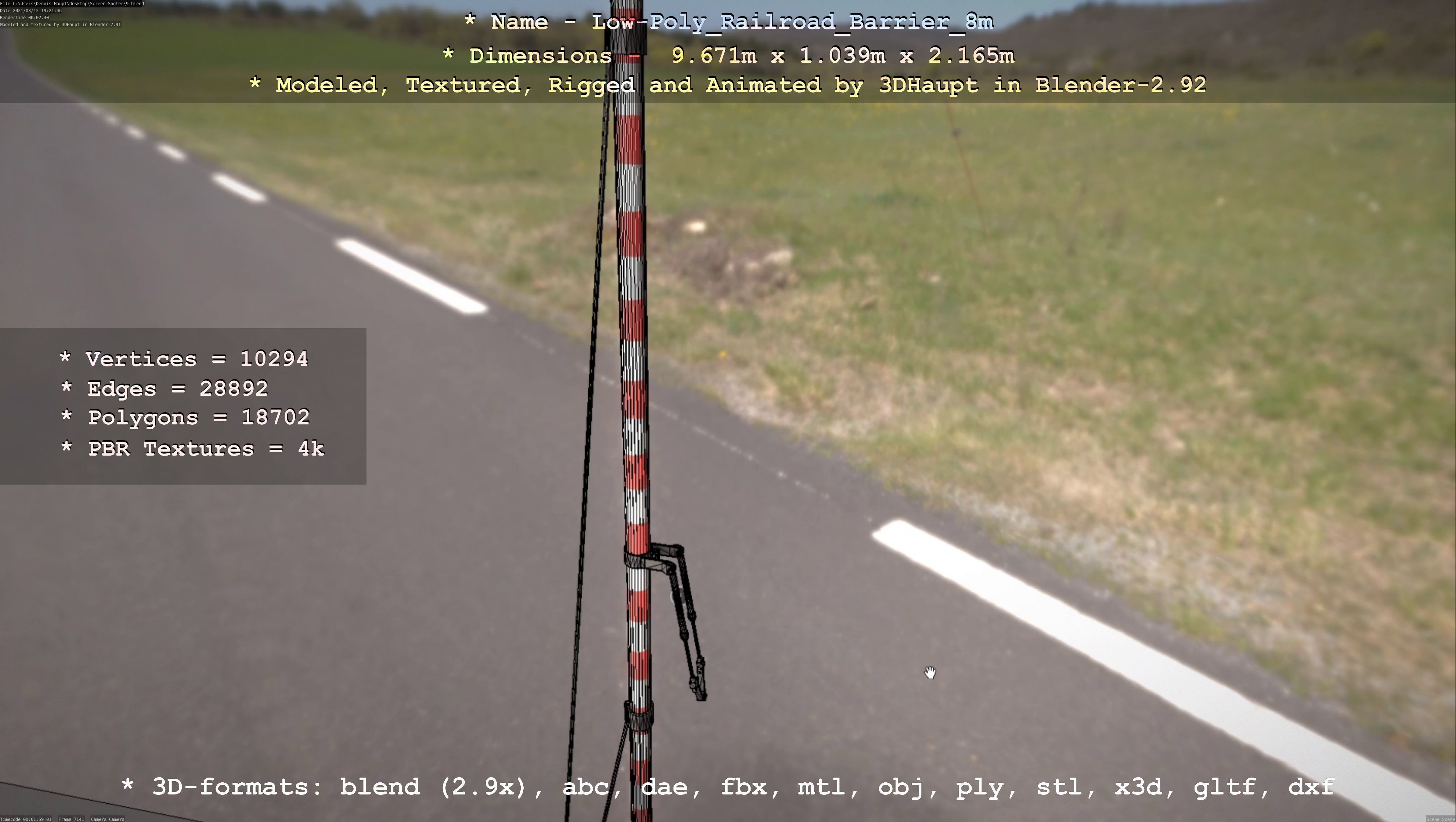 Low-Poly Railroad Barrier 8m Low-poly 3D model_34