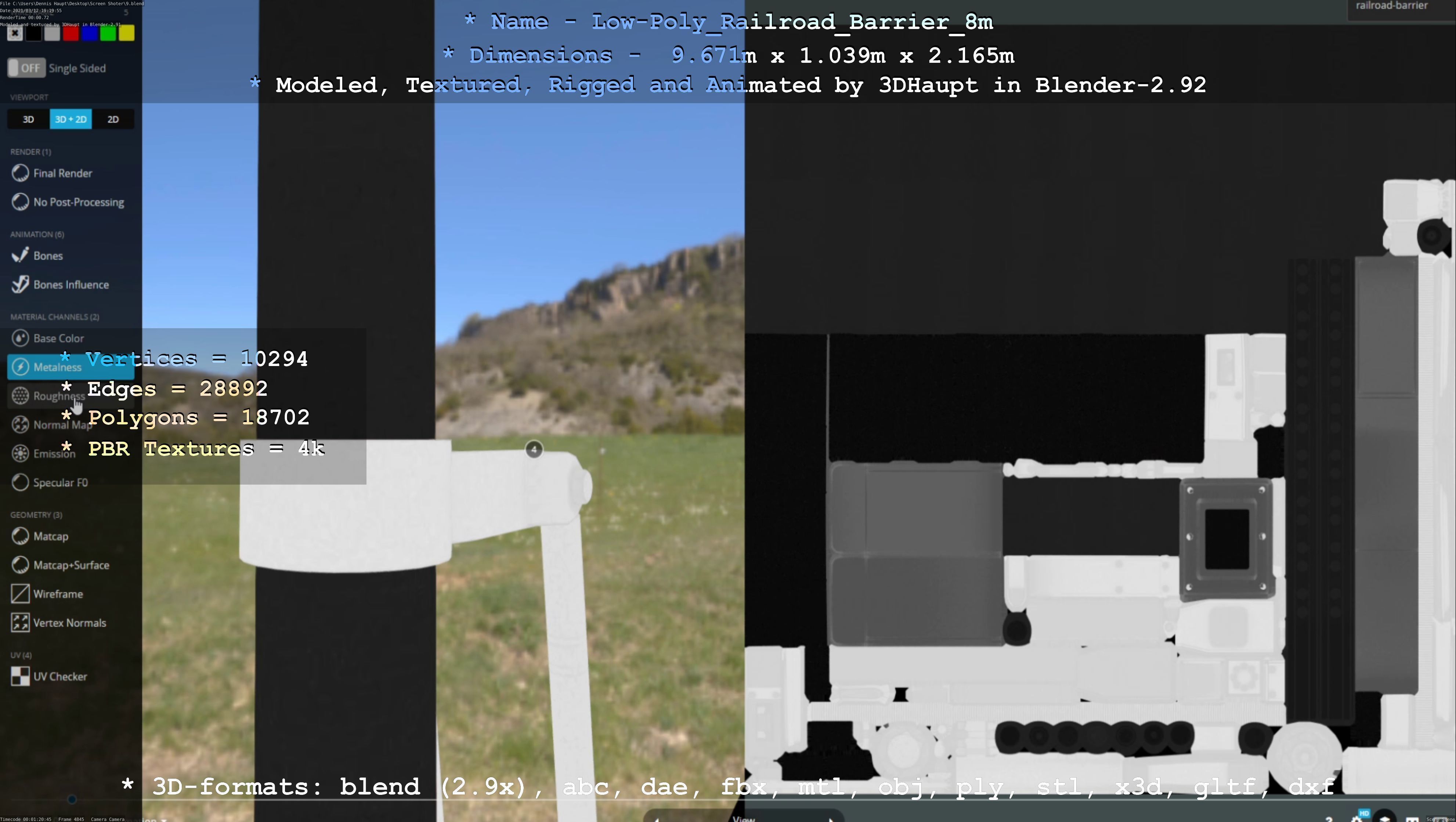 Low-Poly Railroad Barrier 8m Low-poly 3D model_10