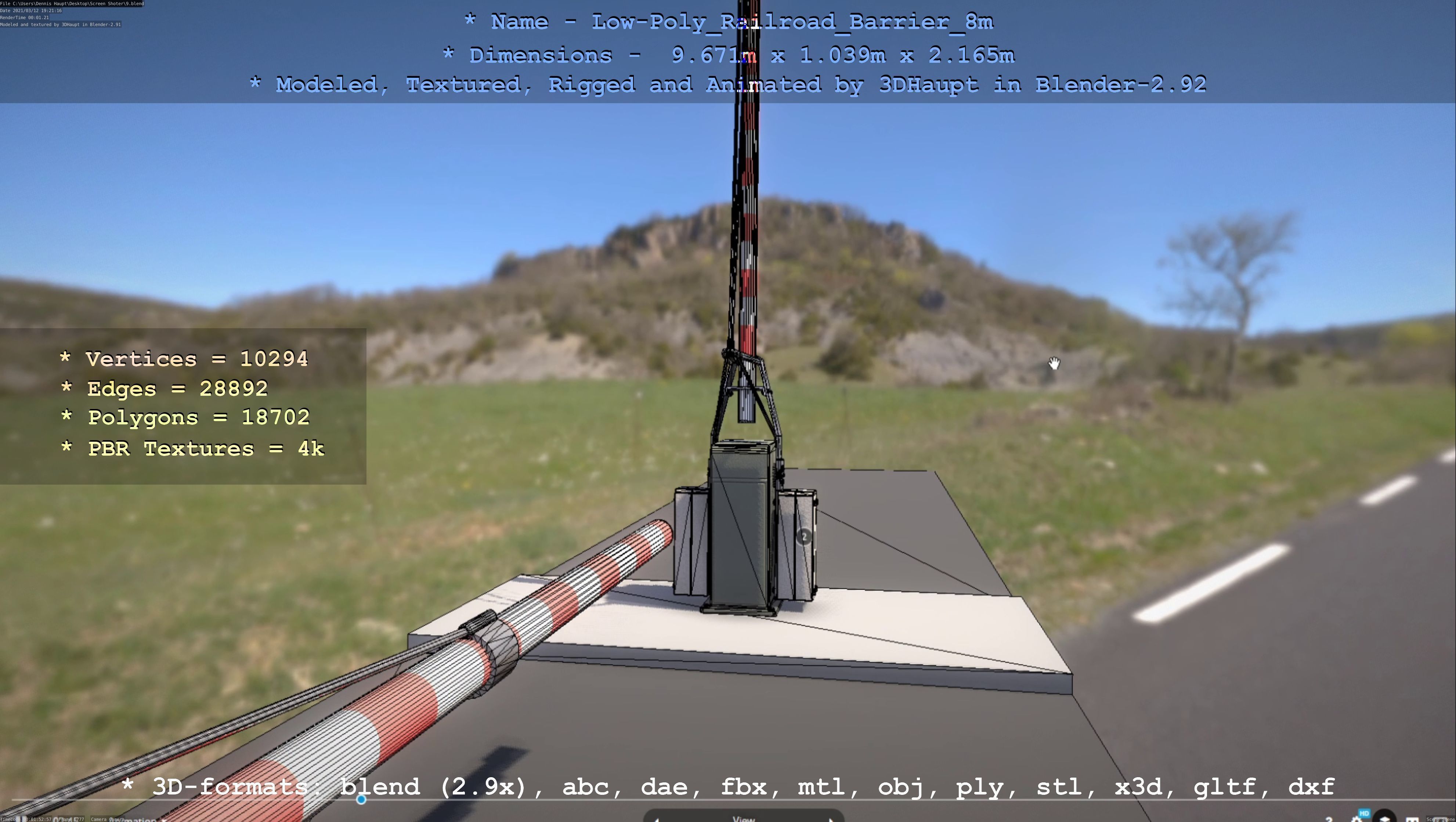 Low-Poly Railroad Barrier 8m Low-poly 3D model_79