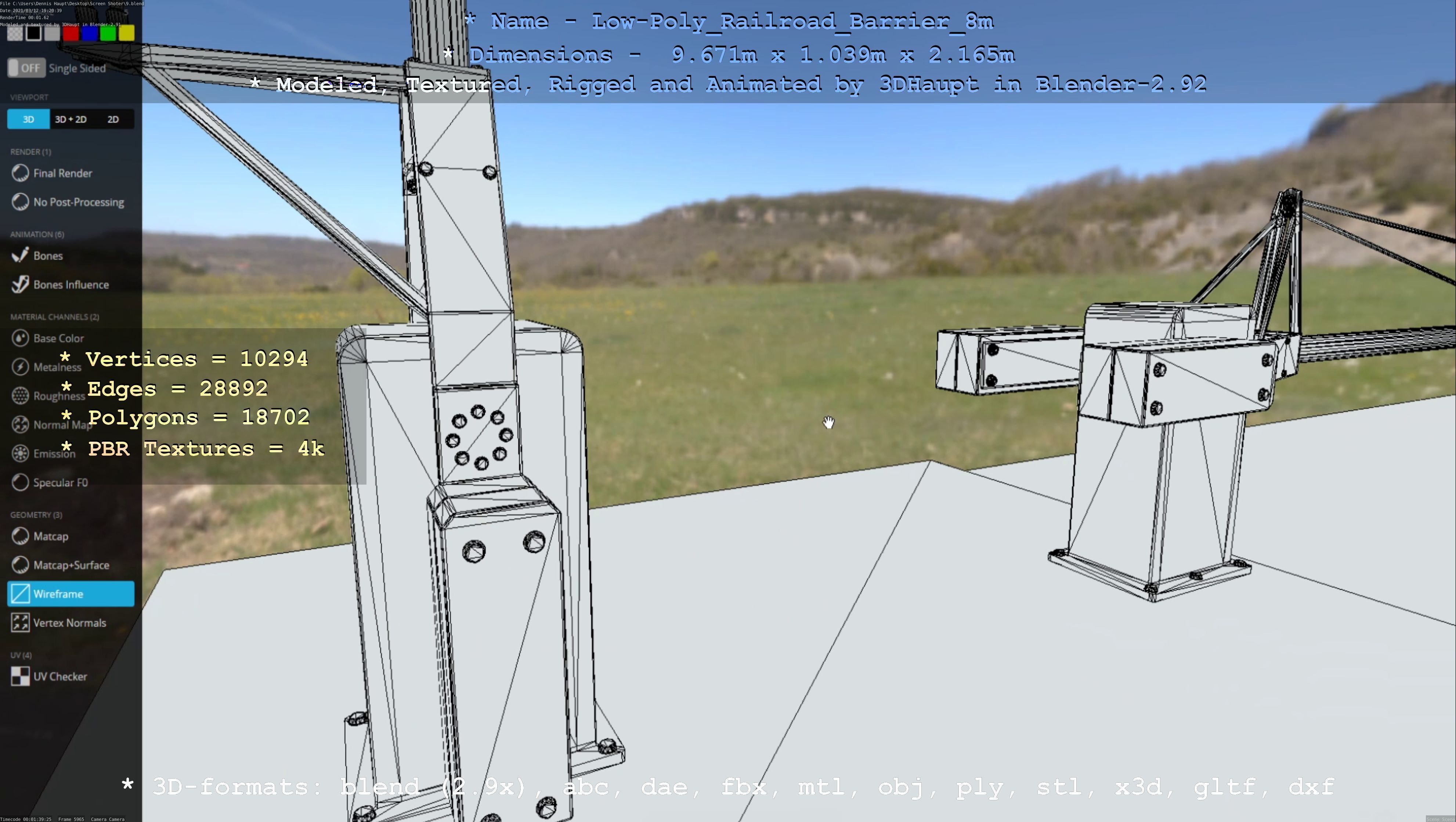 Low-Poly Railroad Barrier 8m Low-poly 3D model_13