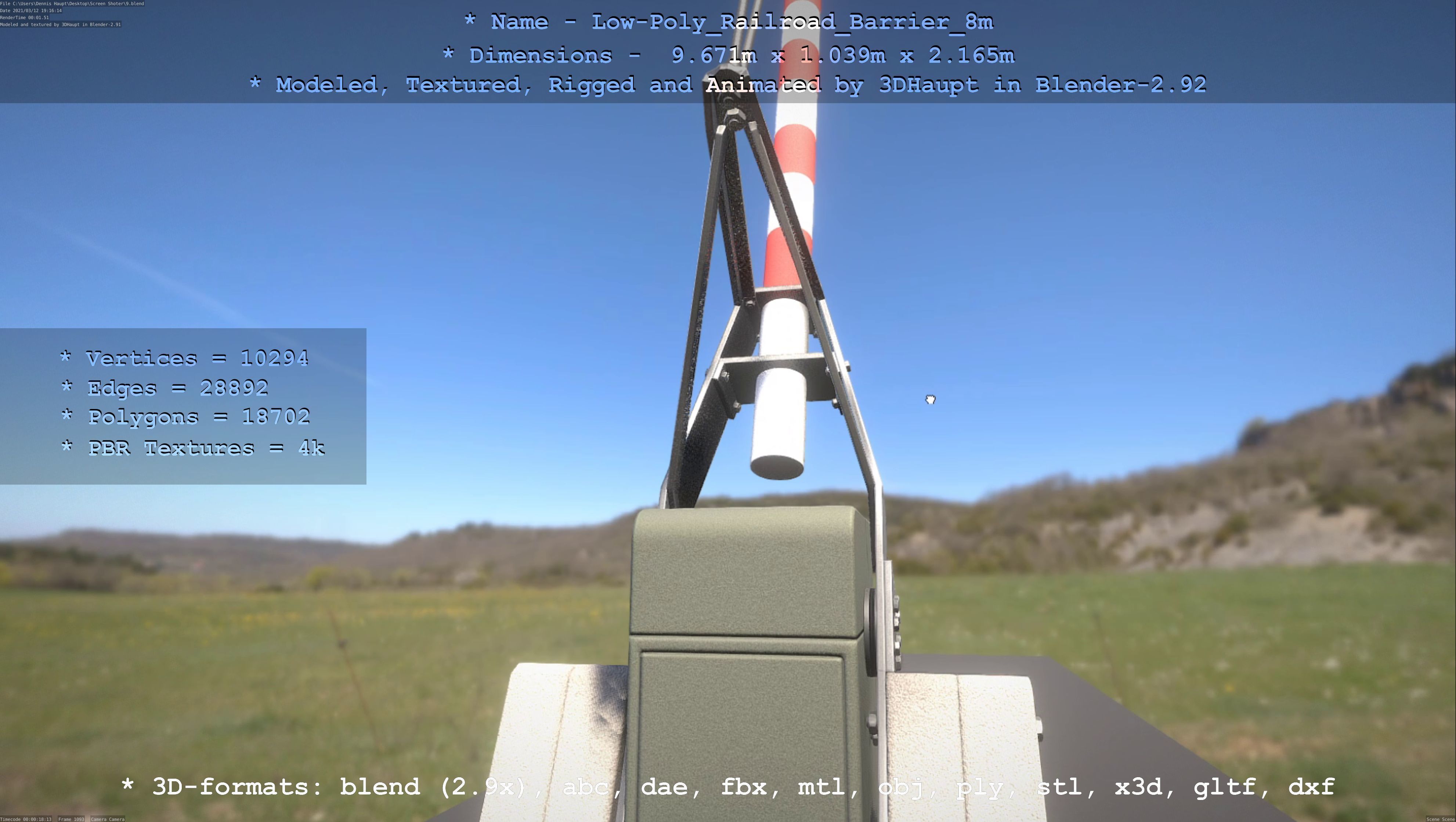 Low-Poly Railroad Barrier 8m Low-poly 3D model_24