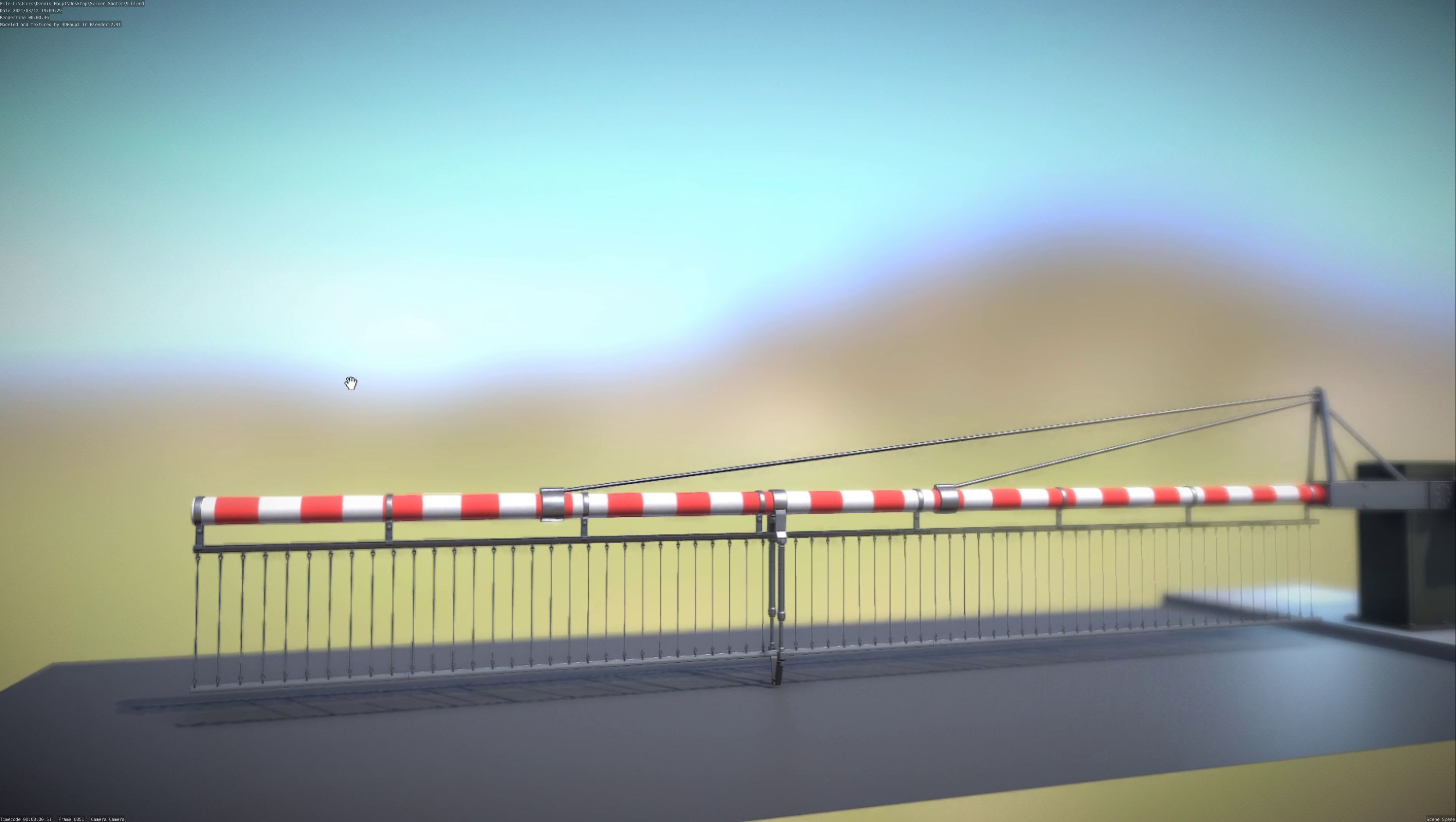 Low-Poly Railroad Barrier 7m with Protective Grid Low-poly 3D model_15