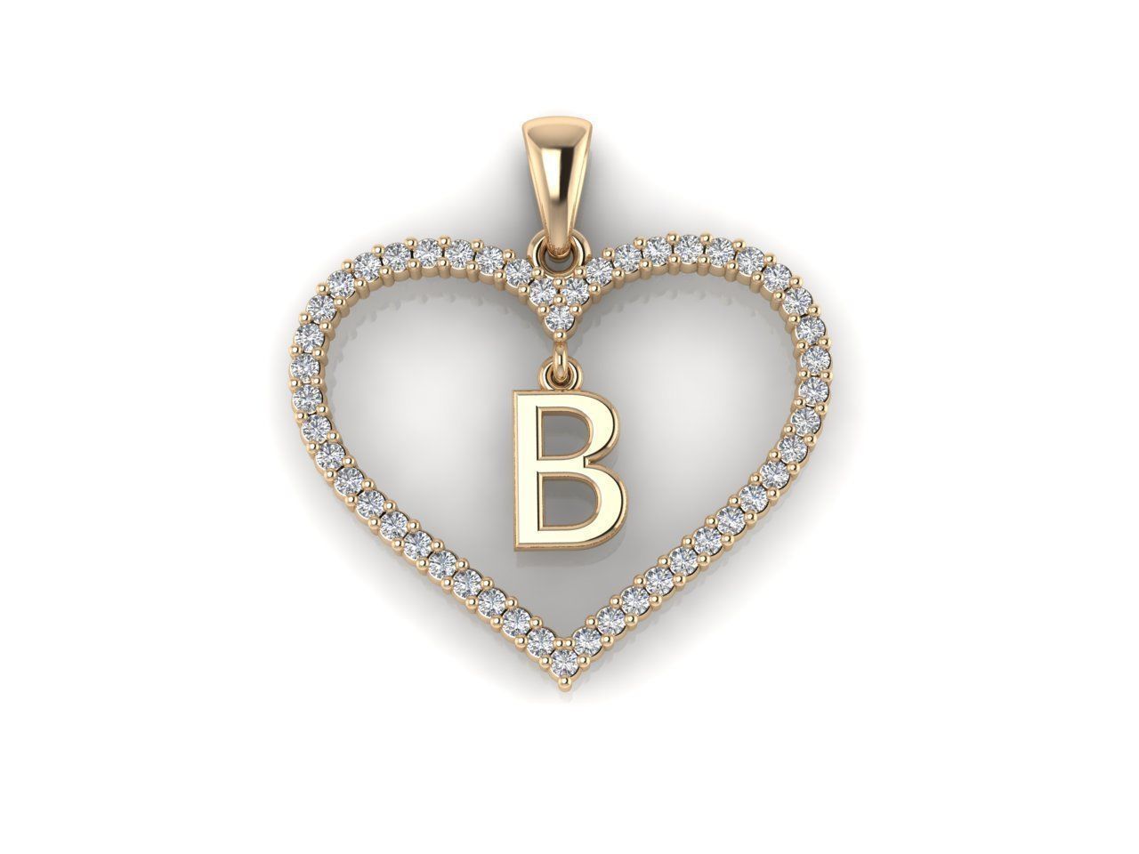 Heart Alphabet B 3D print model_6