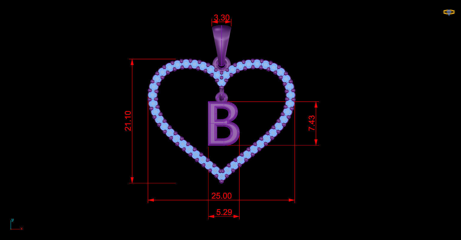 Heart Alphabet B 3D print model_9