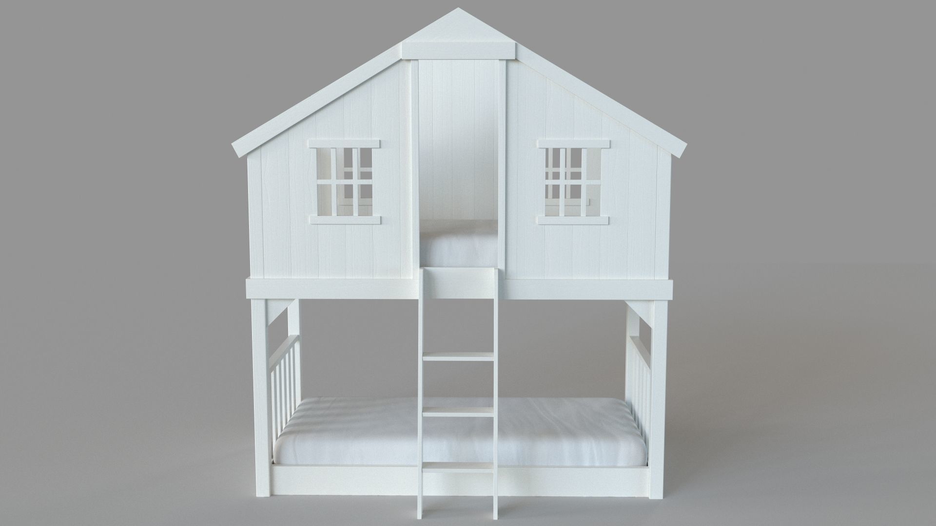 Treehouse Loft Bed White 3D model_1
