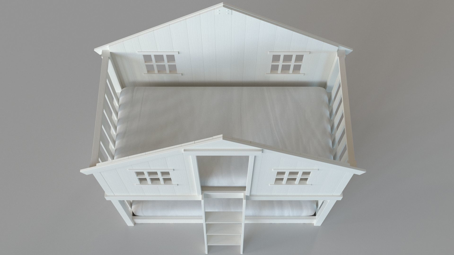 Treehouse Loft Bed White 3D model_5