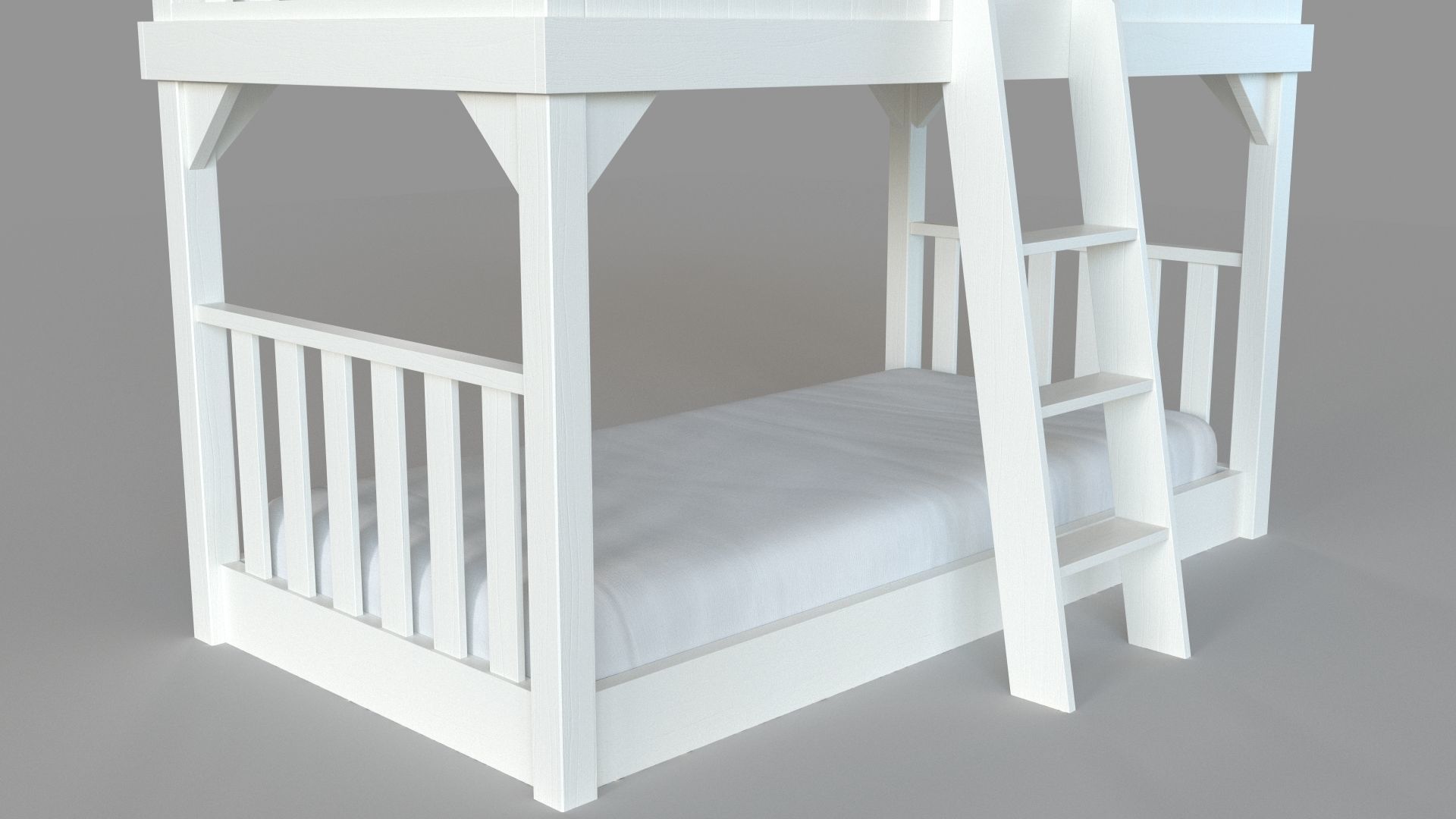 Treehouse Loft Bed White 3D model_3