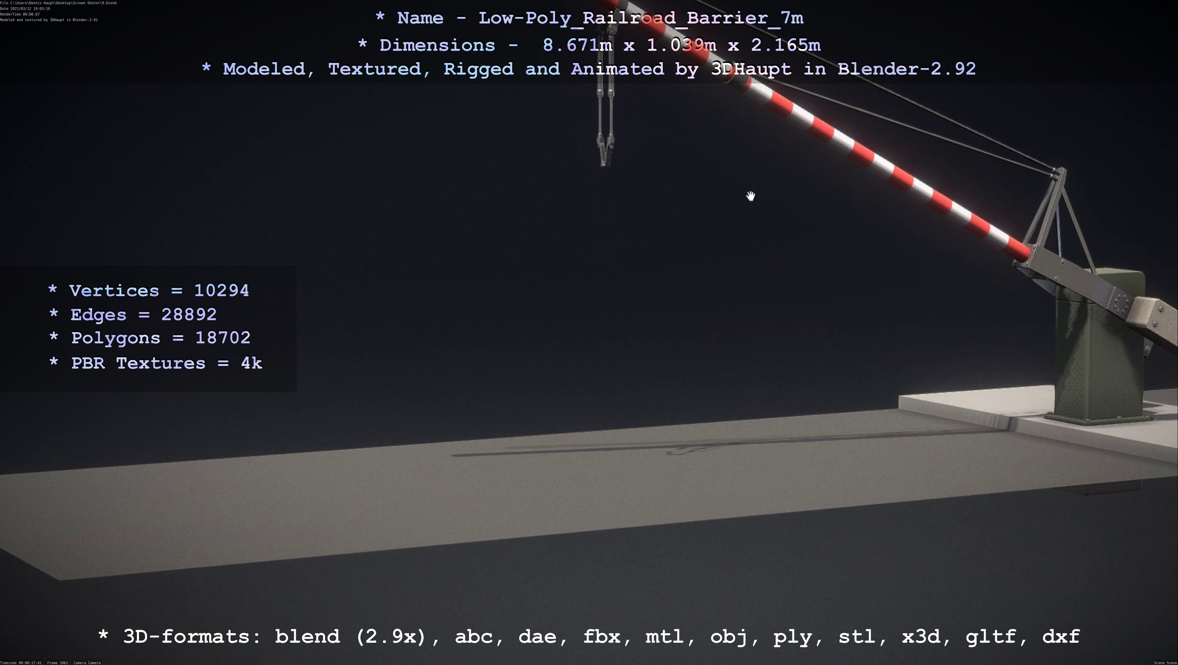 Low-Poly Railroad Barrier 7m Low-poly 3D model_62