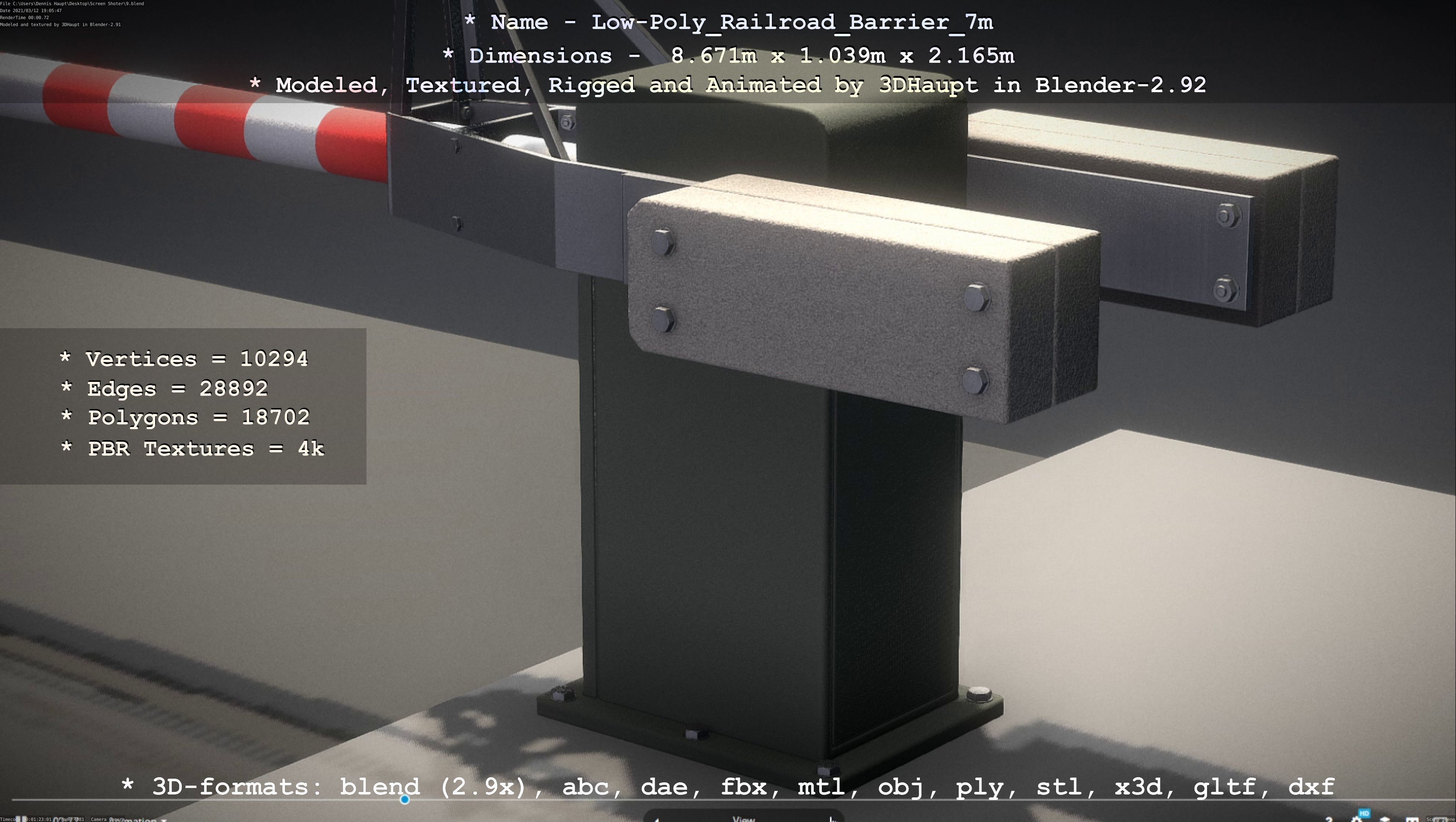 Low-Poly Railroad Barrier 7m Low-poly 3D model_95