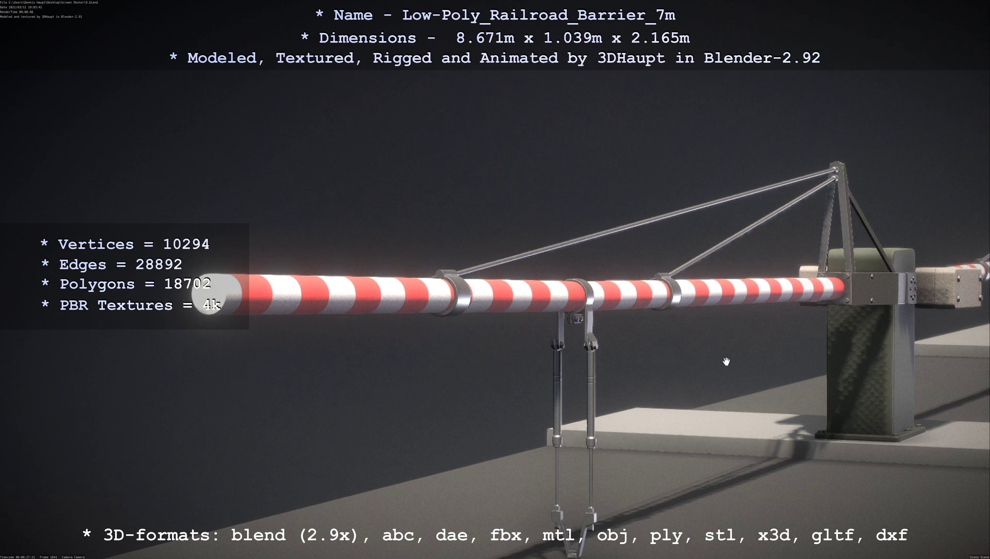 Low-Poly Railroad Barrier 7m Low-poly 3D model_73