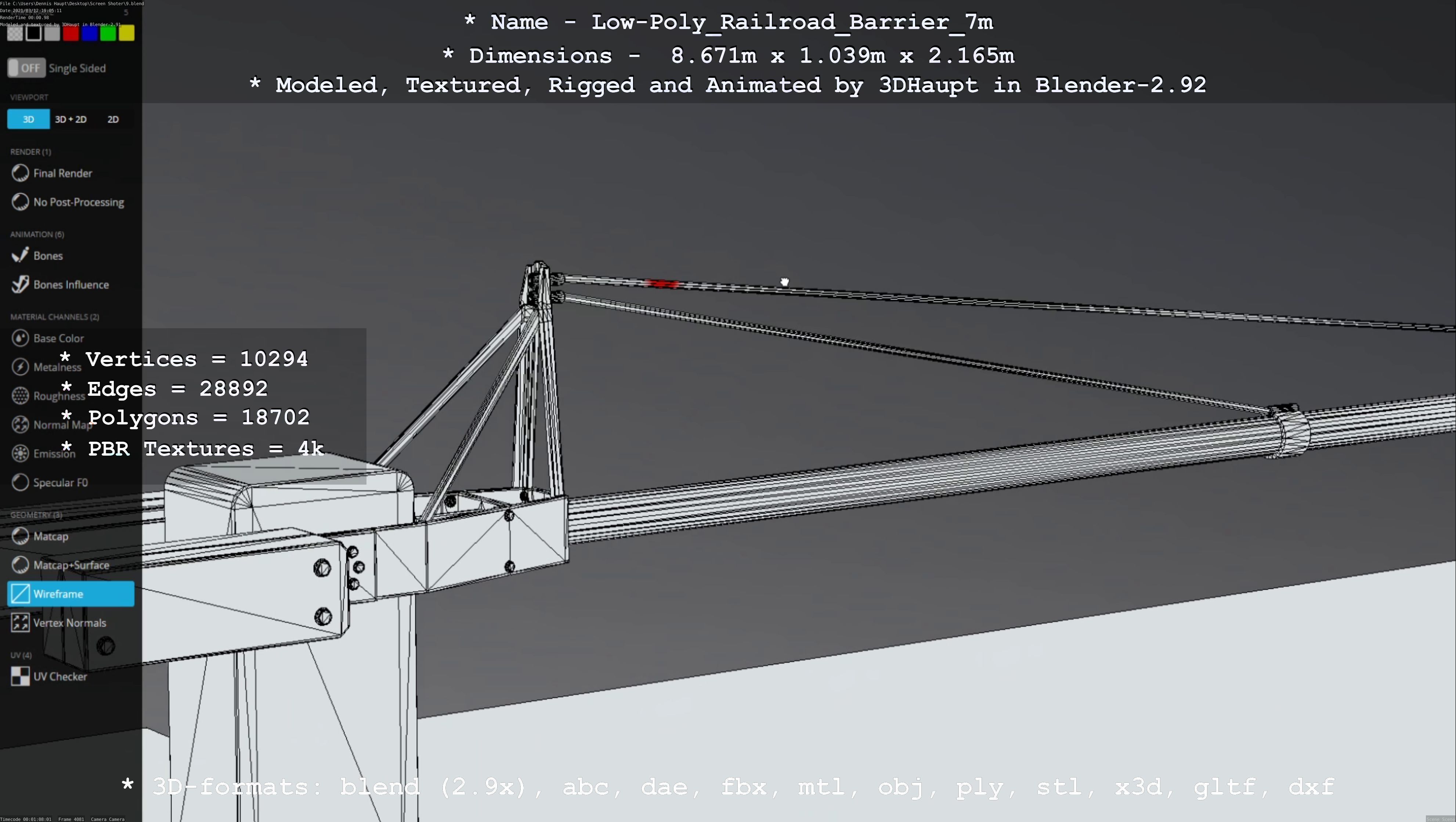 Low-Poly Railroad Barrier 7m Low-poly 3D model_17
