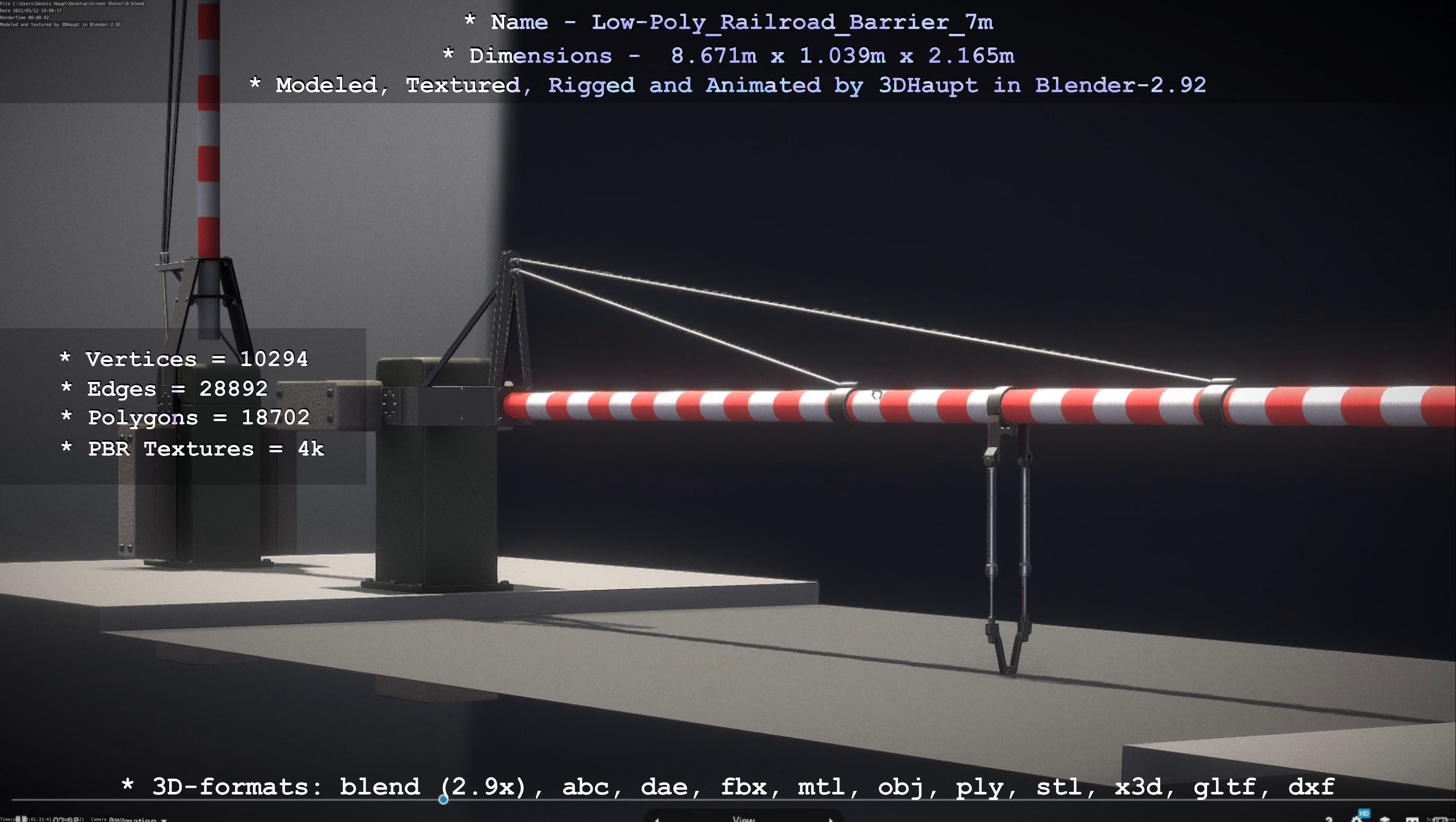 Low-Poly Railroad Barrier 7m Low-poly 3D model_111