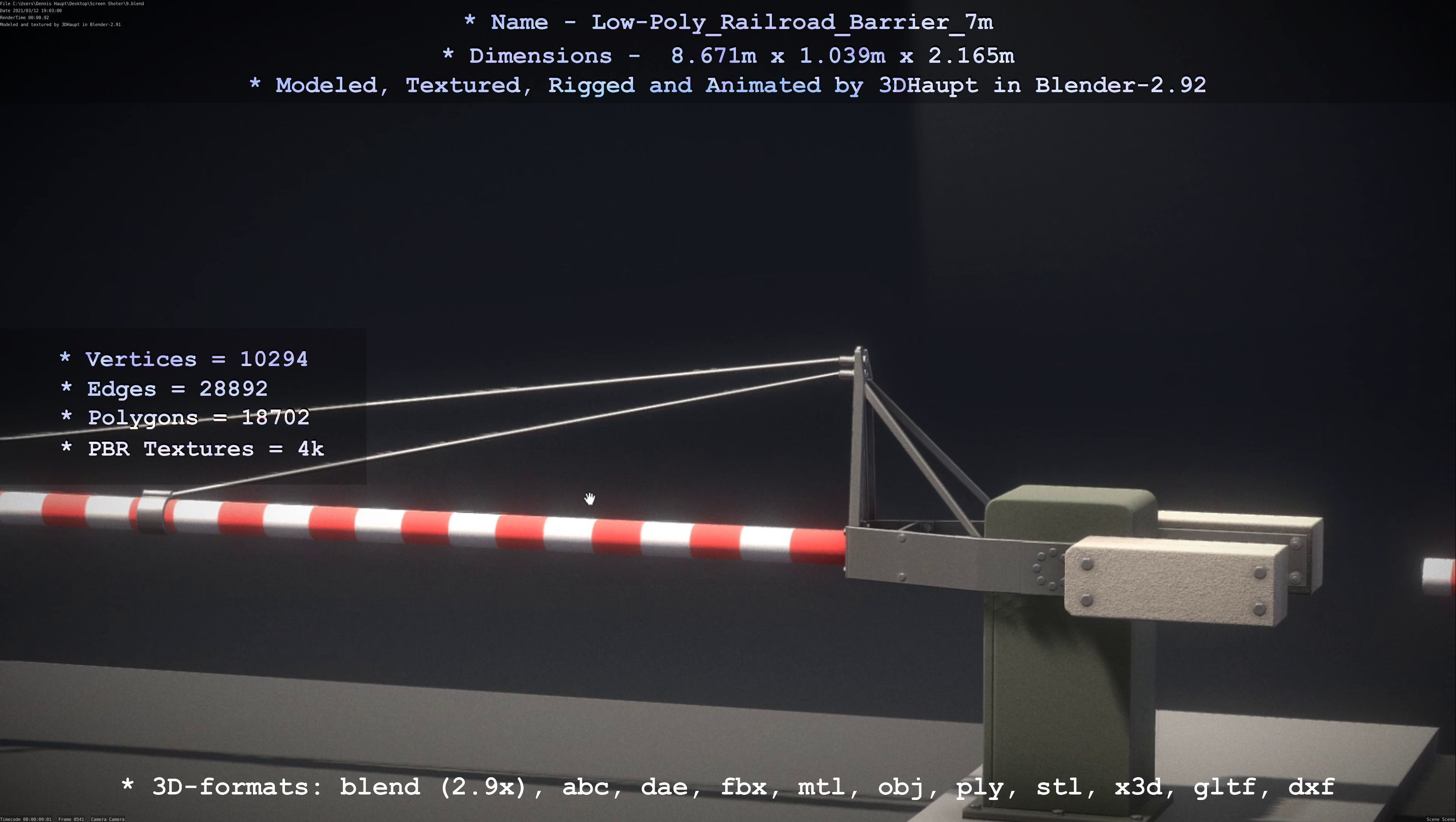 Low-Poly Railroad Barrier 7m Low-poly 3D model_52