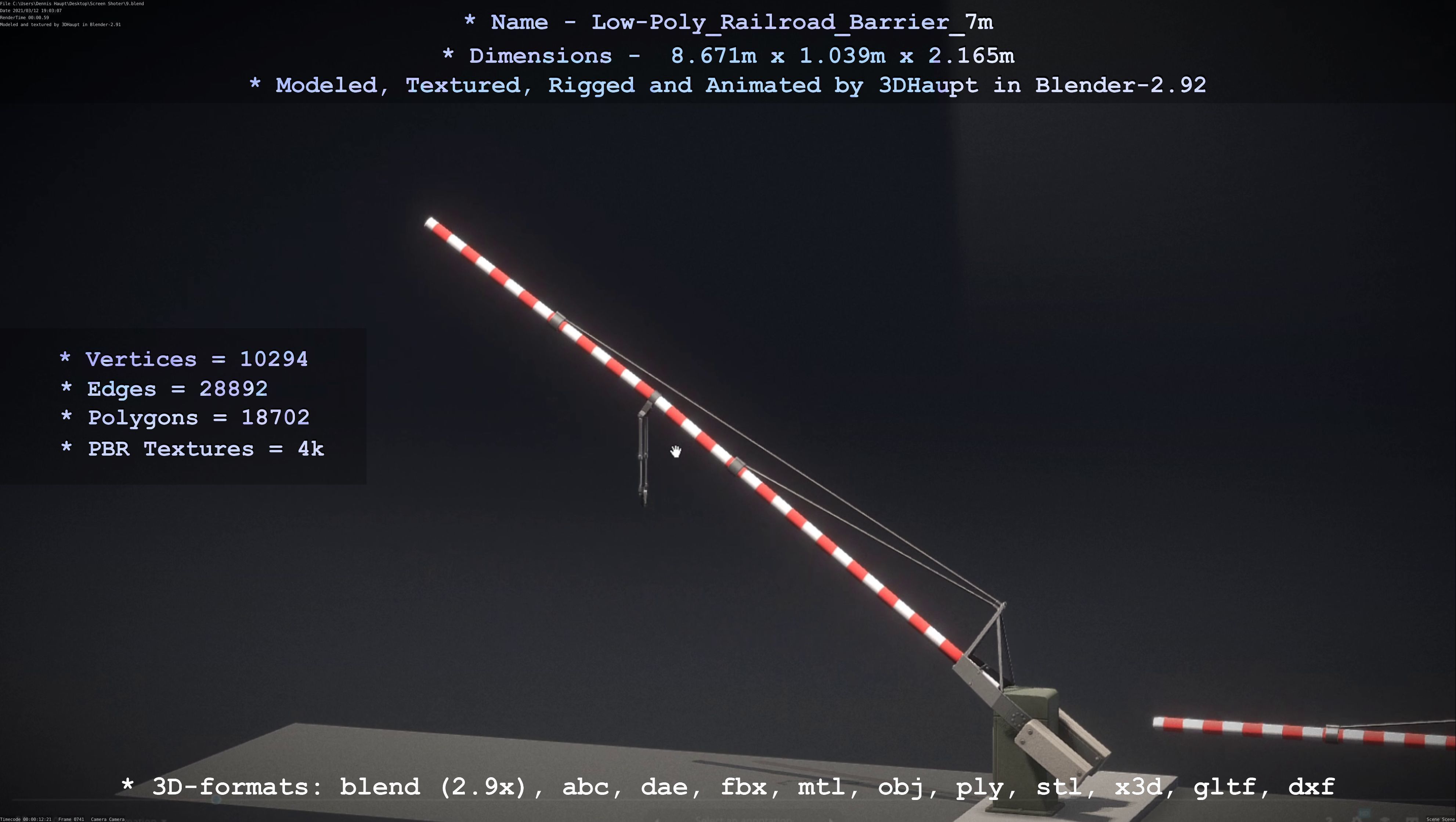 Low-Poly Railroad Barrier 7m Low-poly 3D model_27