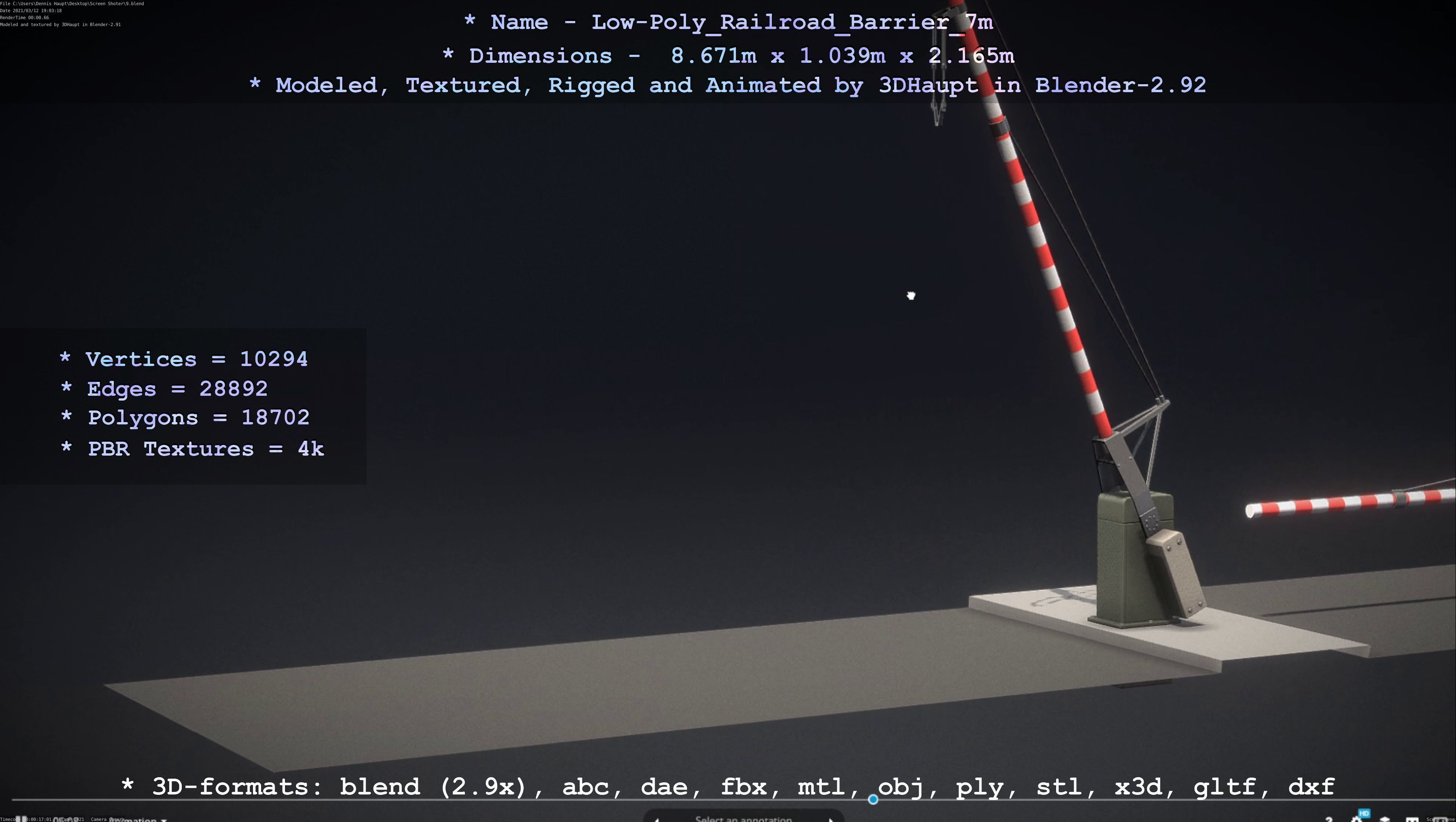 Low-Poly Railroad Barrier 7m Low-poly 3D model_61