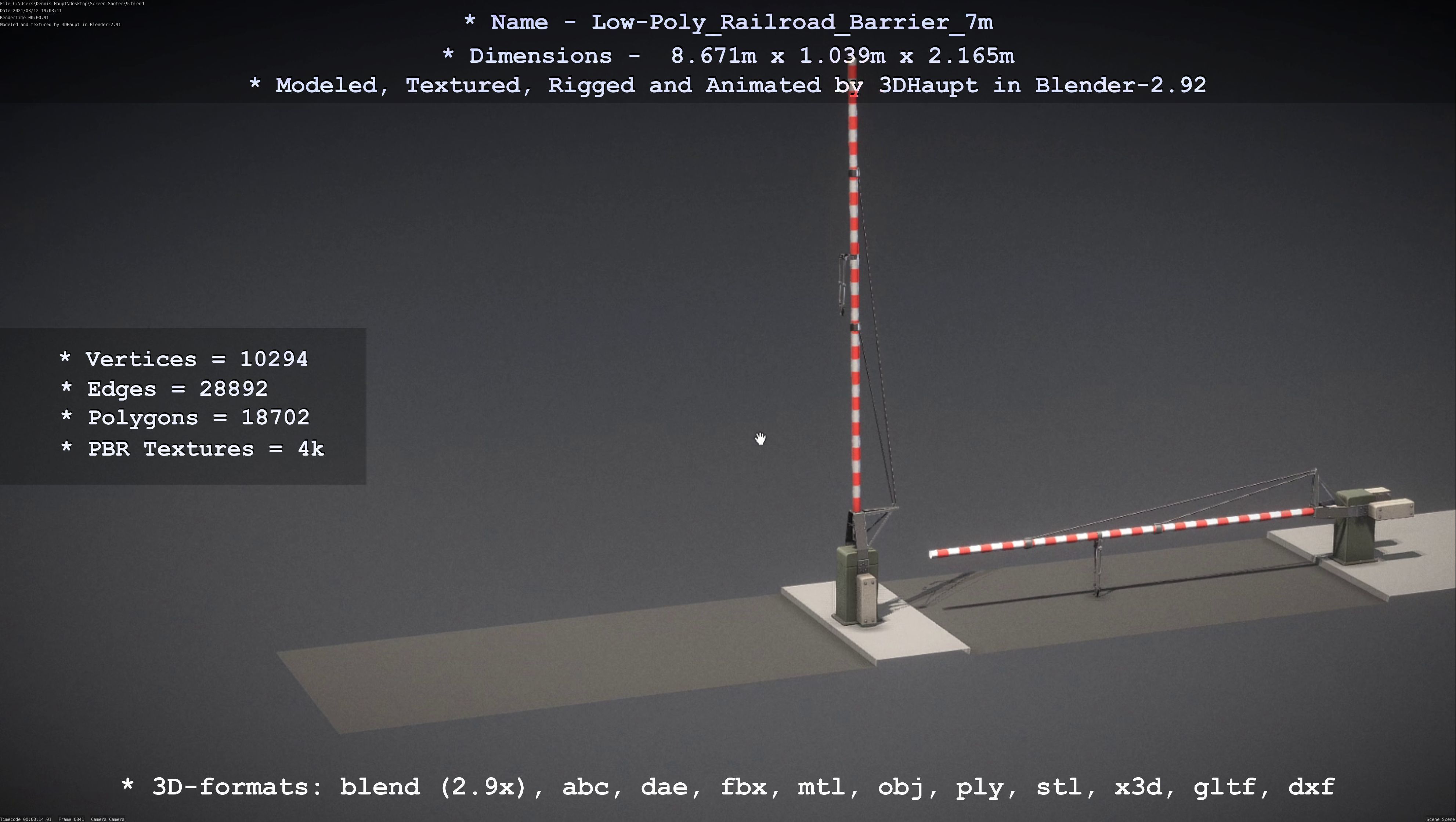 Low-Poly Railroad Barrier 7m Low-poly 3D model_58