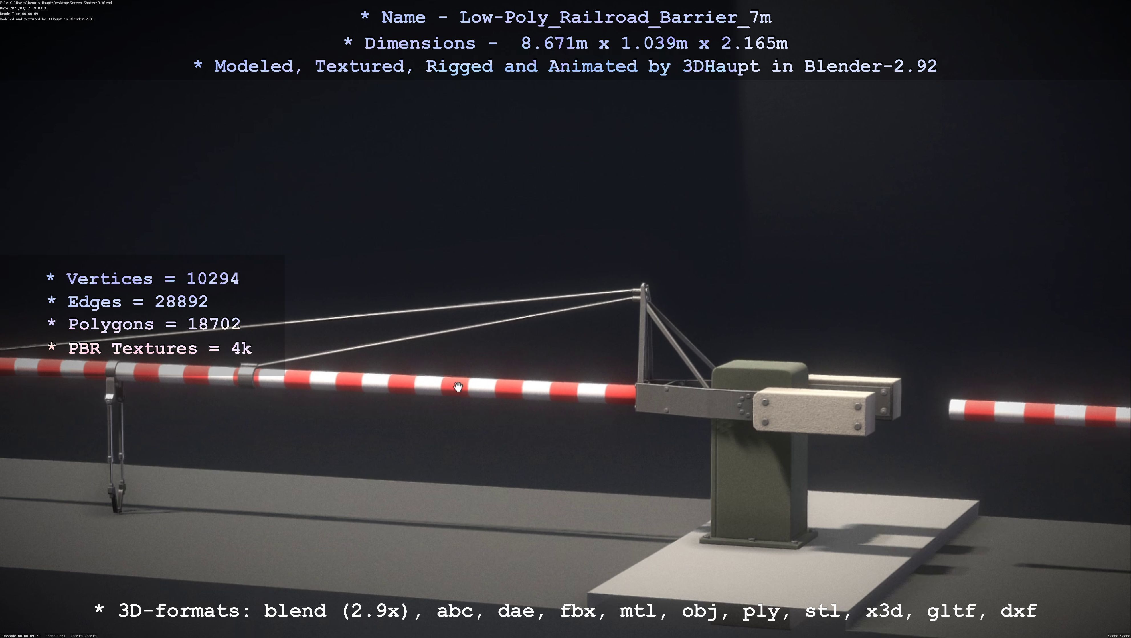 Low-Poly Railroad Barrier 7m Low-poly 3D model_53