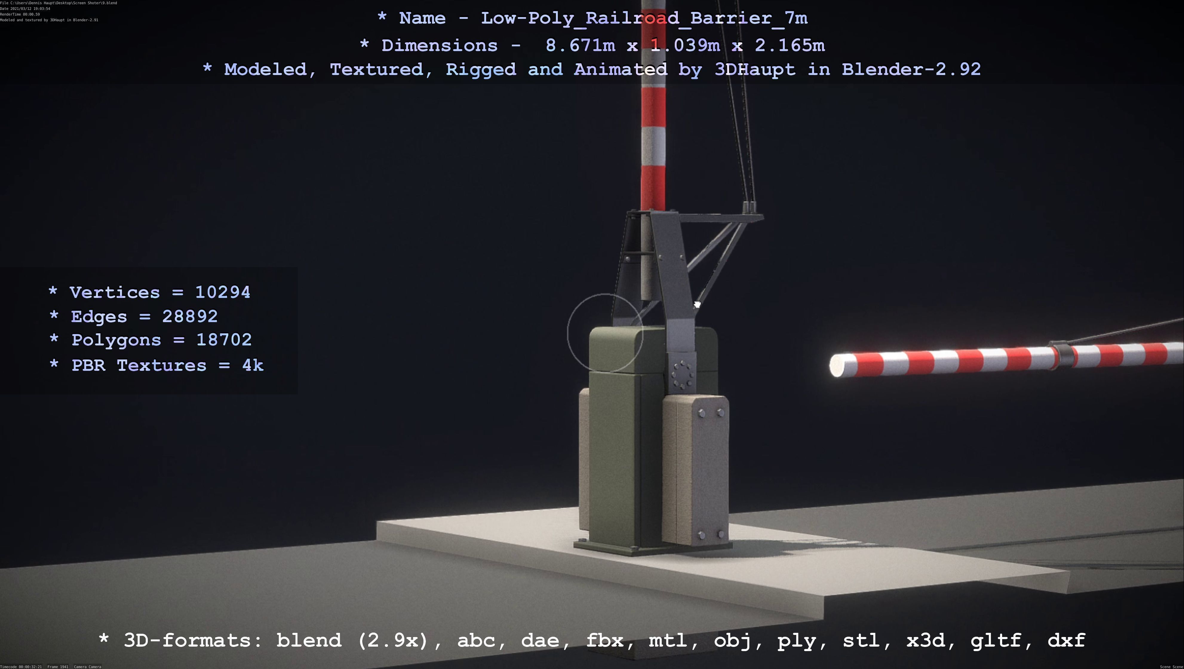 Low-Poly Railroad Barrier 7m Low-poly 3D model_80