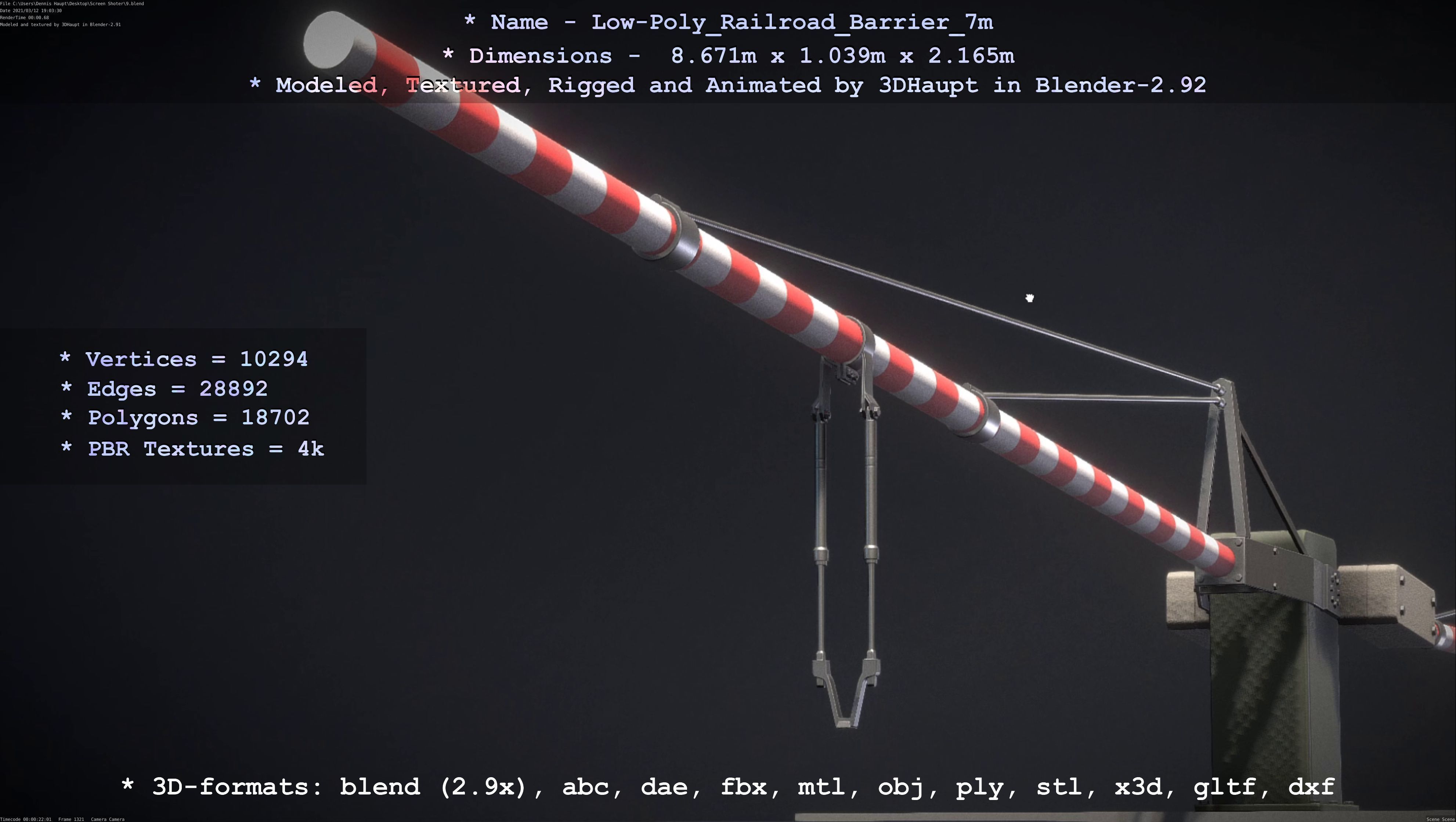 Low-Poly Railroad Barrier 7m Low-poly 3D model_31