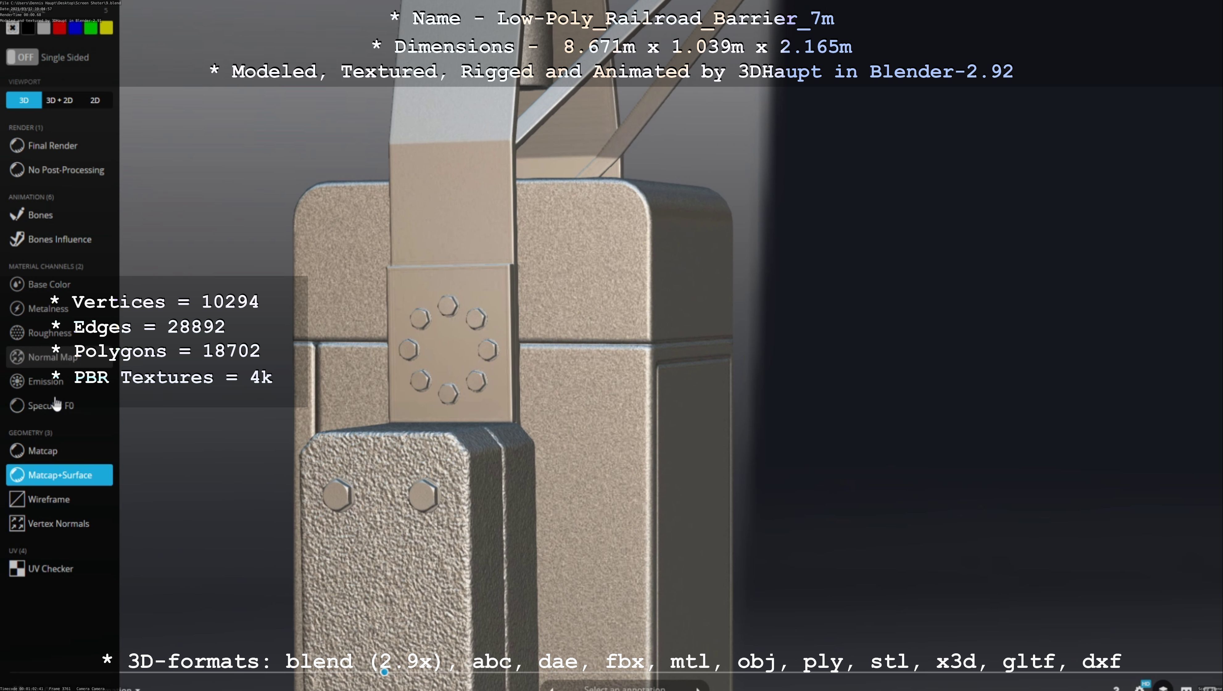 Low-Poly Railroad Barrier 7m Low-poly 3D model_12