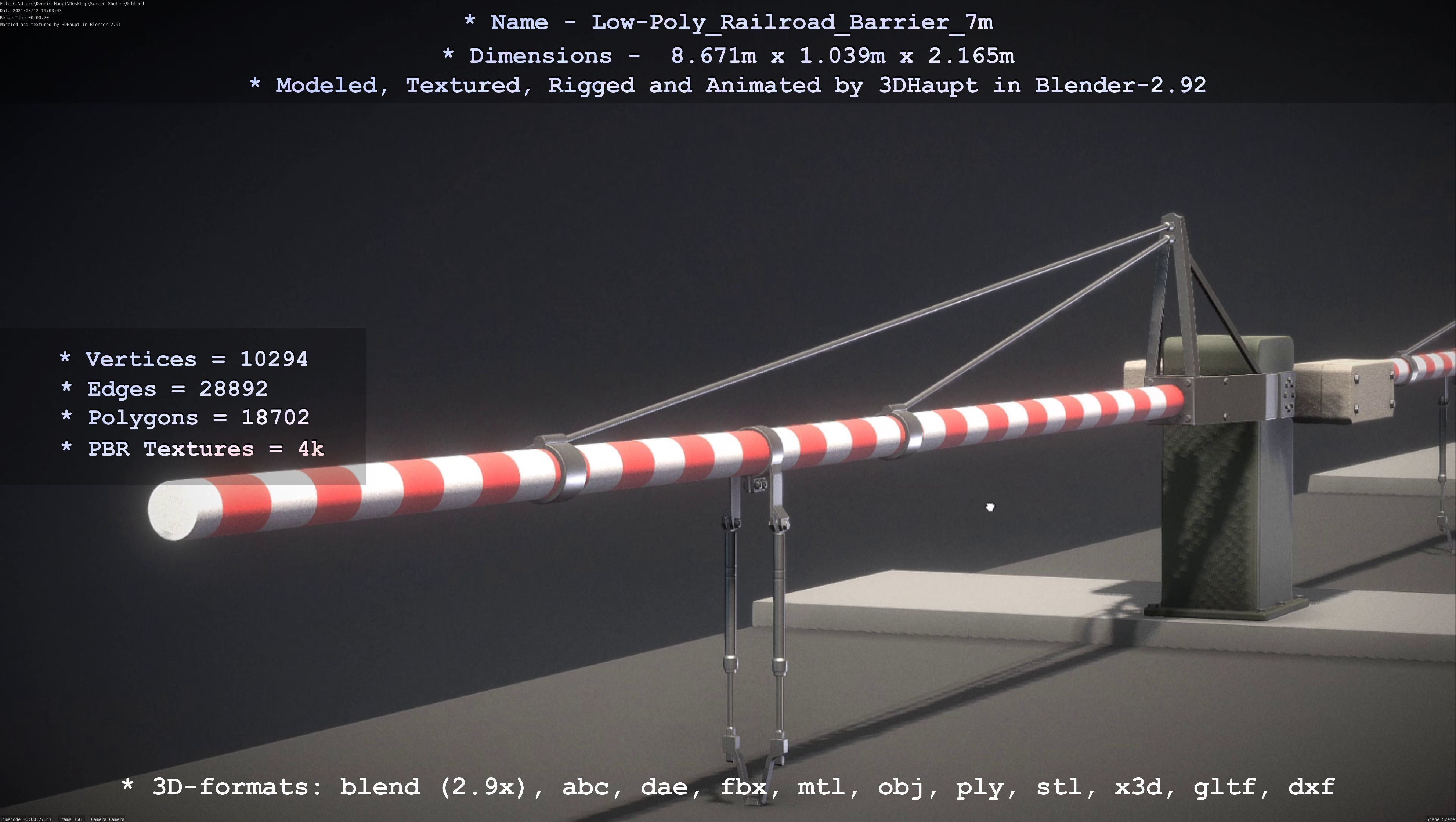 Low-Poly Railroad Barrier 7m Low-poly 3D model_74