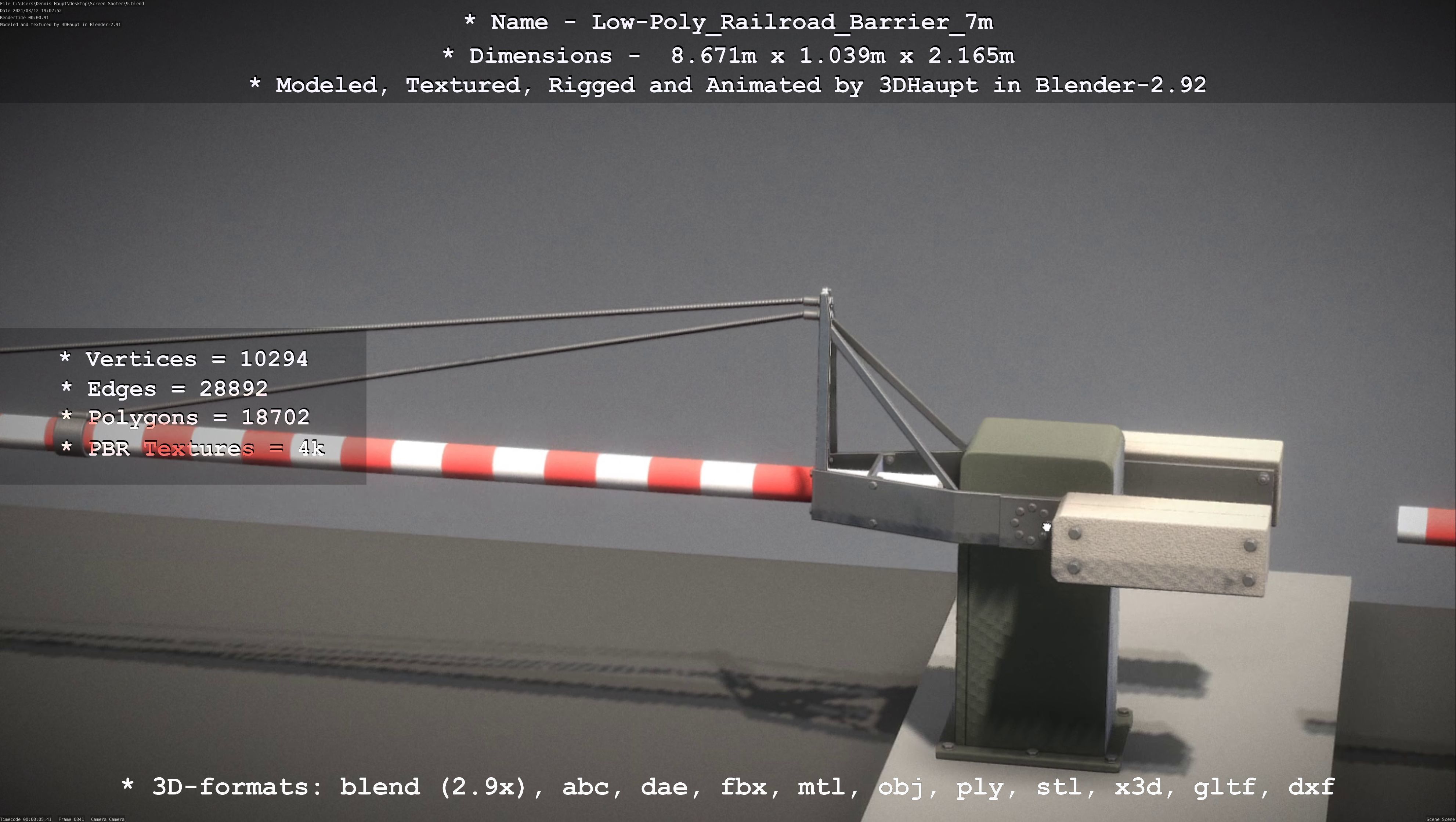 Low-Poly Railroad Barrier 7m Low-poly 3D model_48