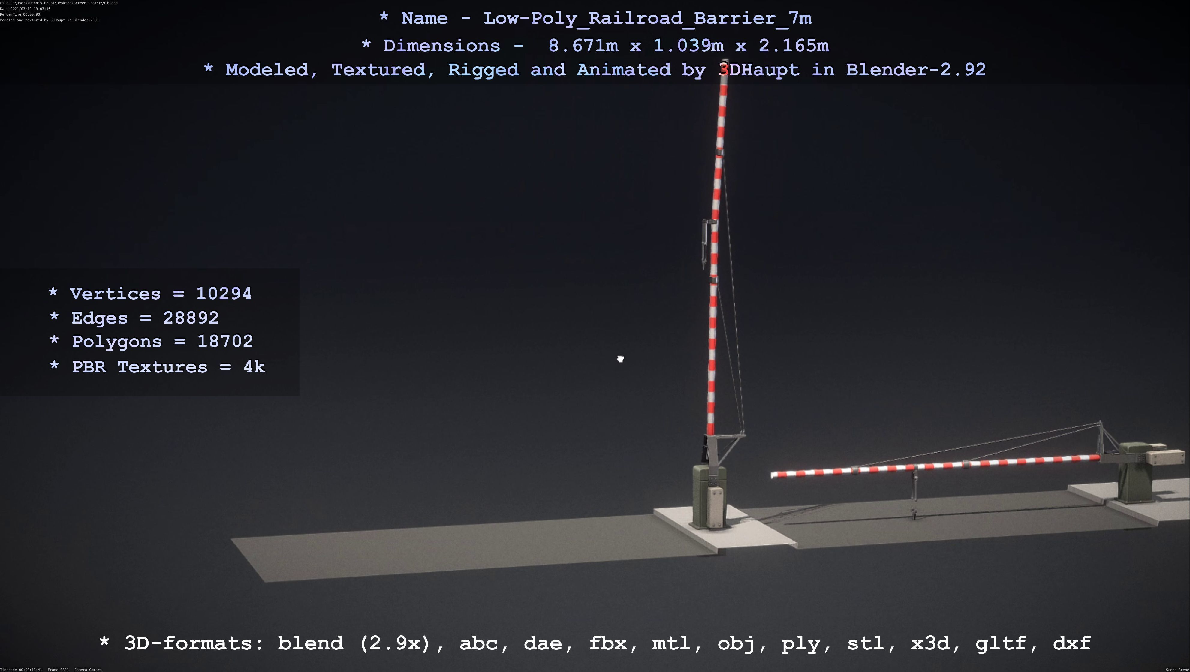 Low-Poly Railroad Barrier 7m Low-poly 3D model_13