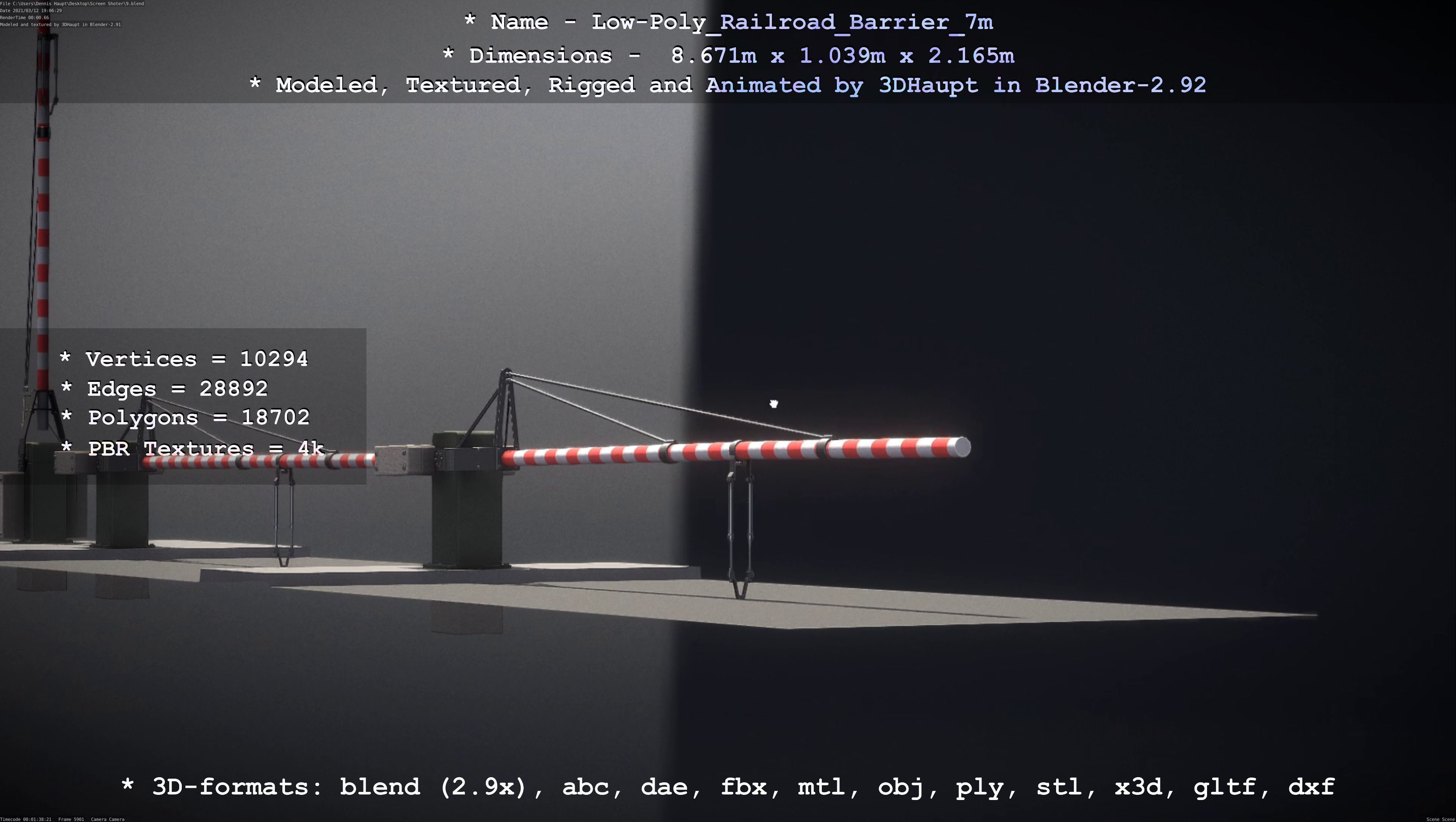 Low-Poly Railroad Barrier 7m Low-poly 3D model_41