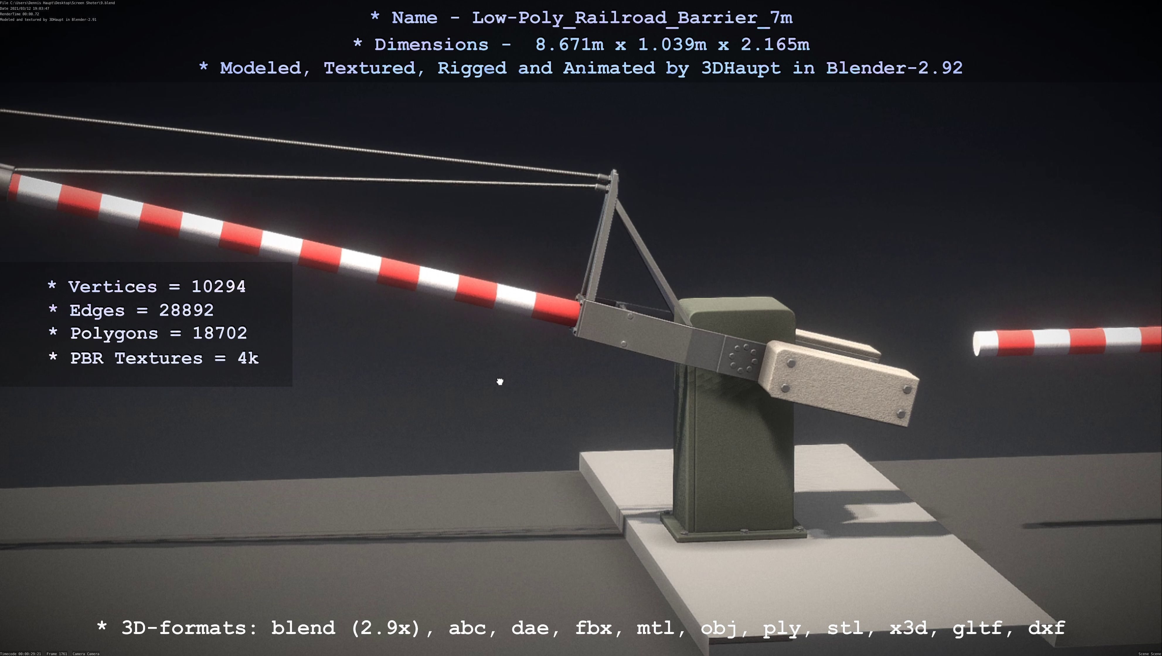 Low-Poly Railroad Barrier 7m Low-poly 3D model_77