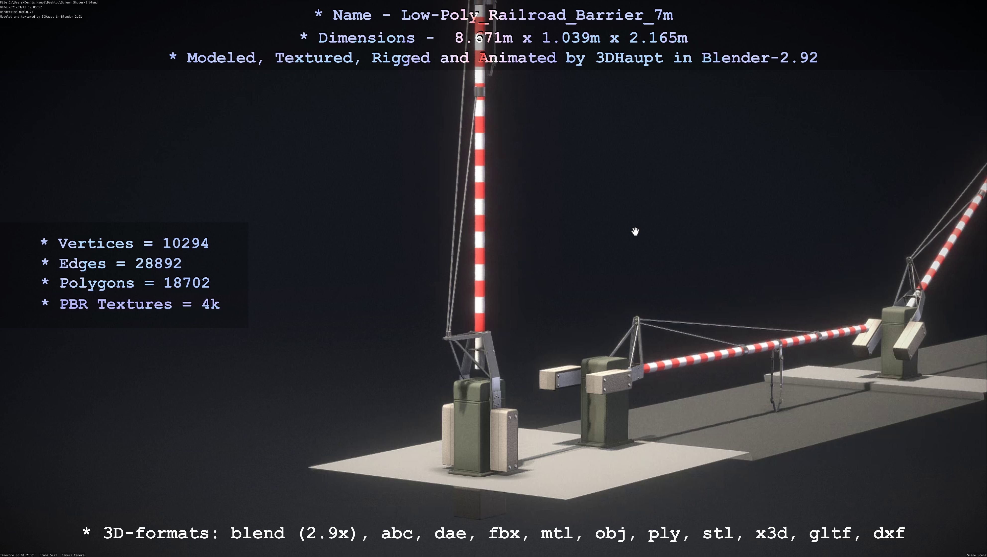 Low-Poly Railroad Barrier 7m Low-poly 3D model_101