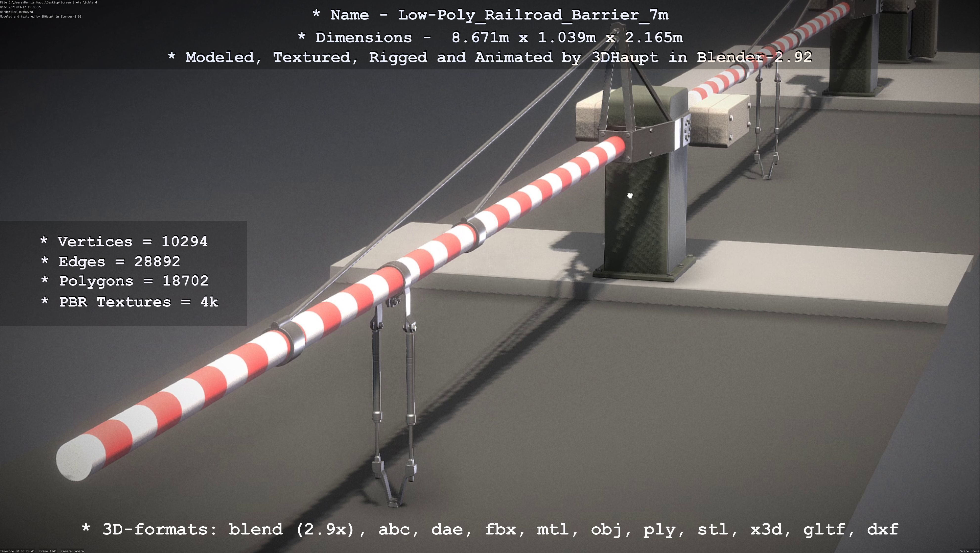 Low-Poly Railroad Barrier 7m Low-poly 3D model_67