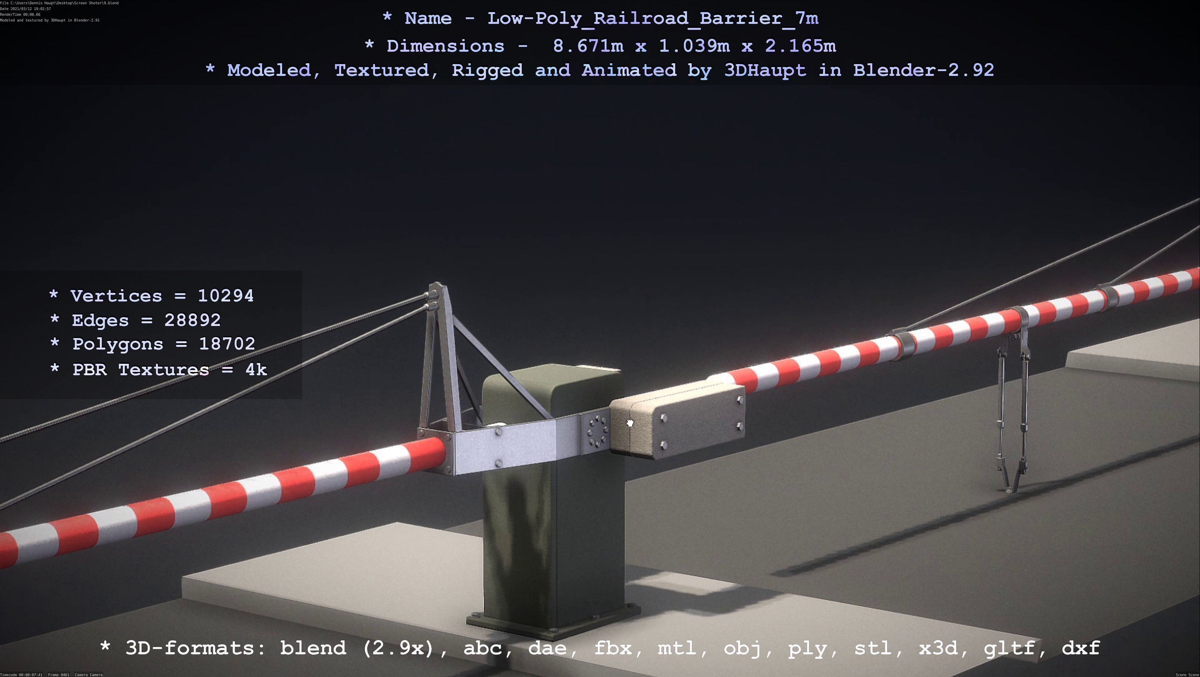 Low-Poly Railroad Barrier 7m Low-poly 3D model_50