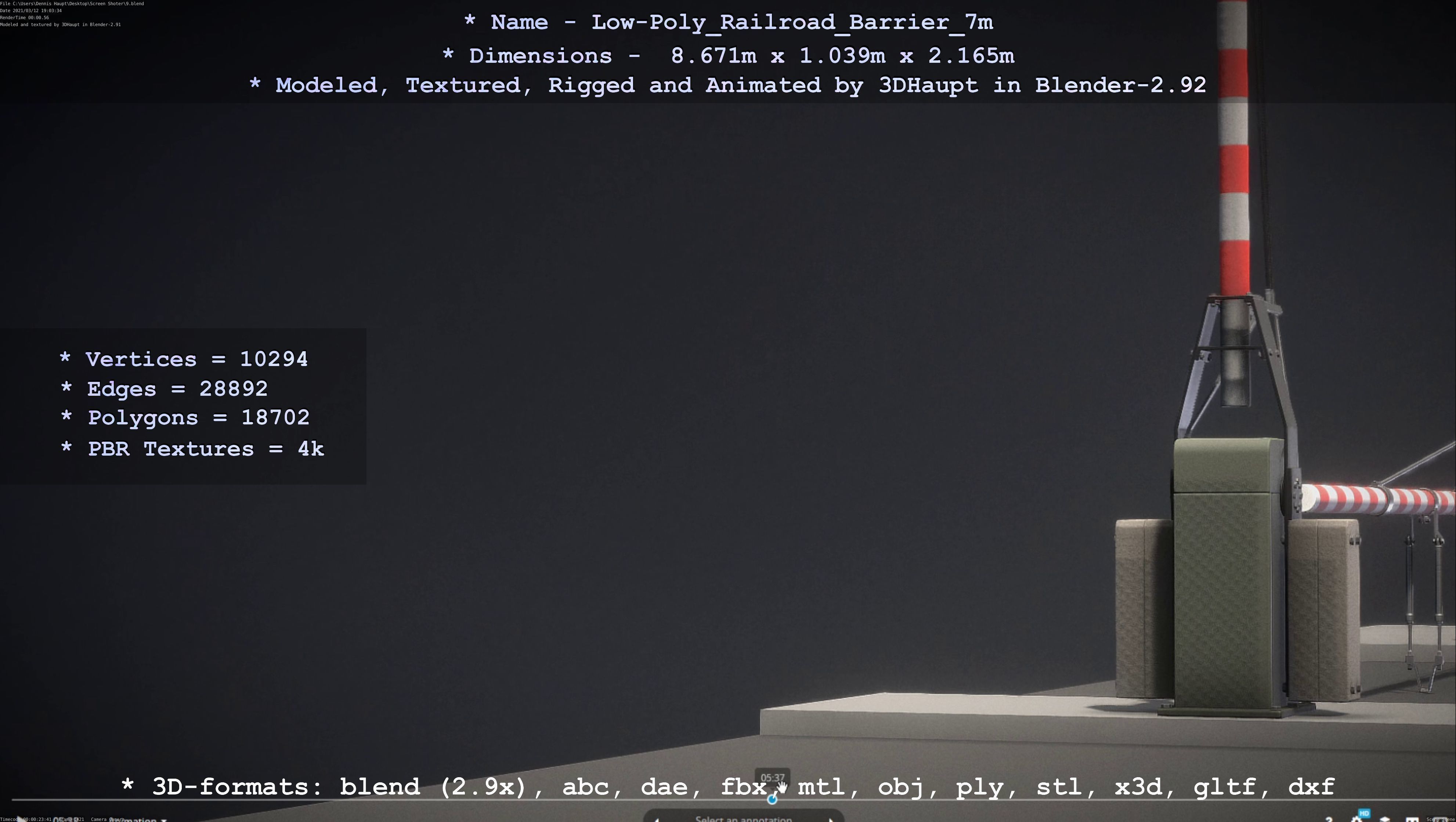 Low-Poly Railroad Barrier 7m Low-poly 3D model_69