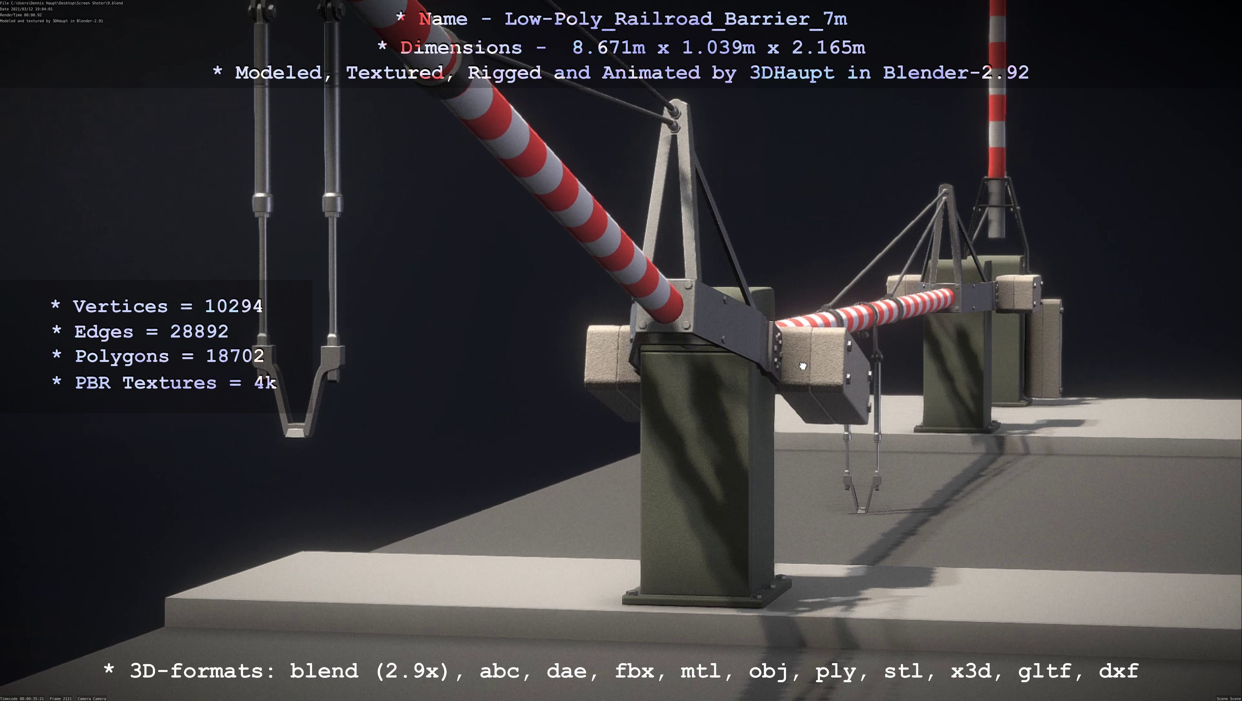 Low-Poly Railroad Barrier 7m Low-poly 3D model_84