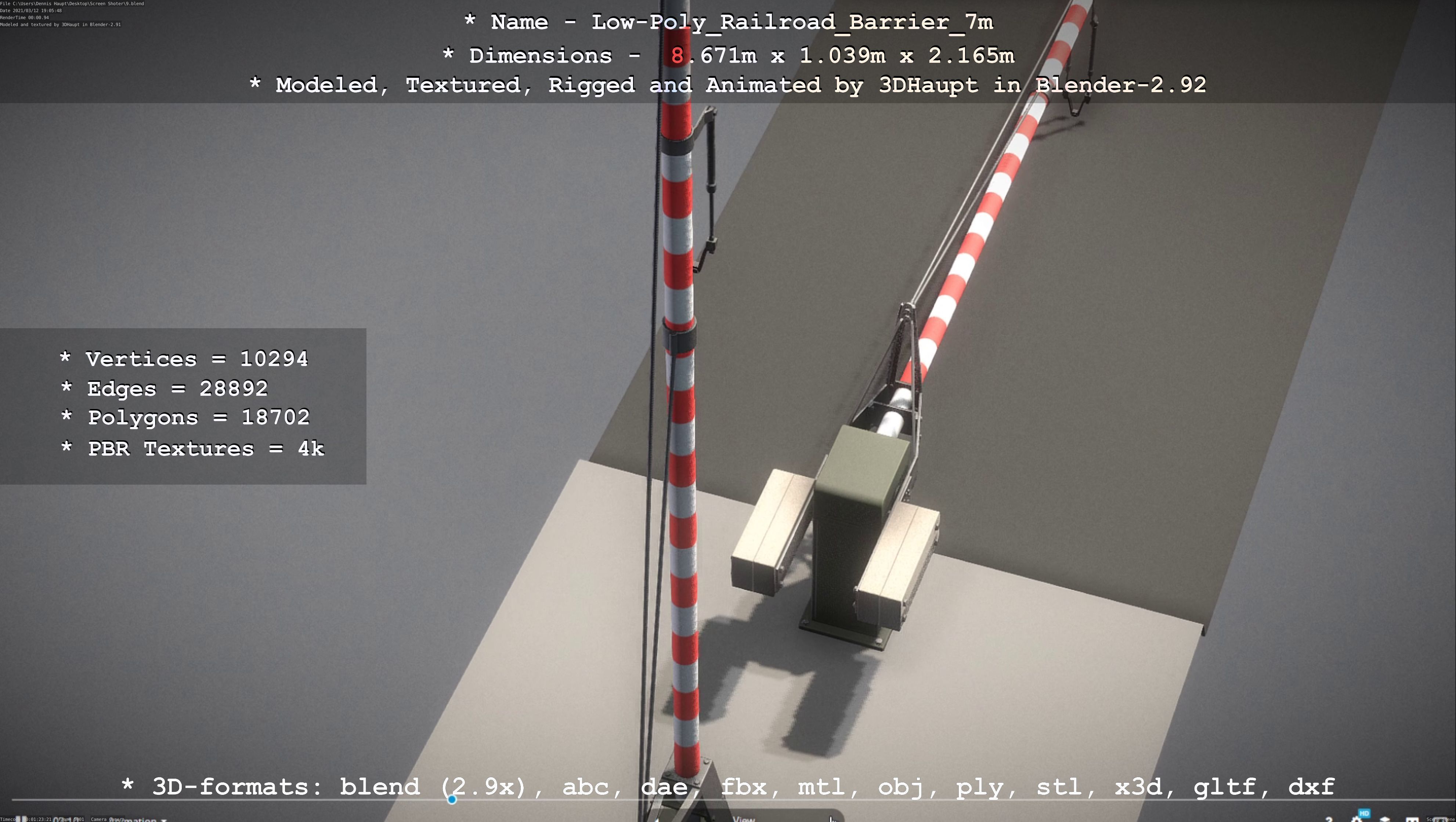 Low-Poly Railroad Barrier 7m Low-poly 3D model_96