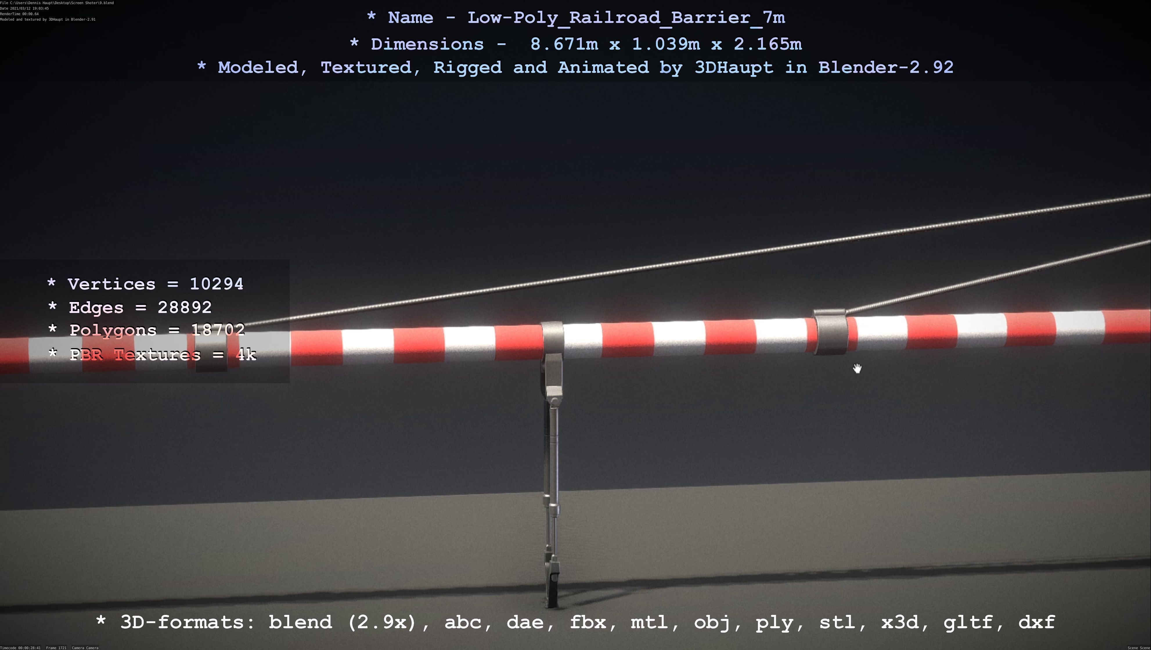 Low-Poly Railroad Barrier 7m Low-poly 3D model_76