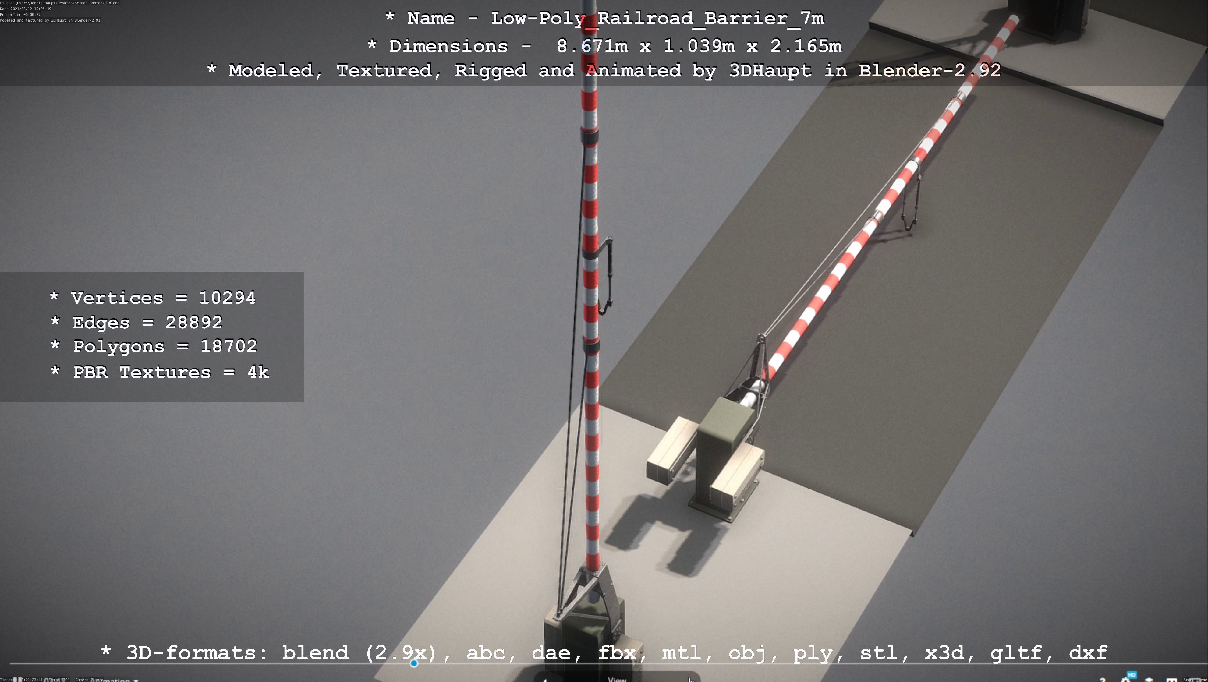 Low-Poly Railroad Barrier 7m Low-poly 3D model_97