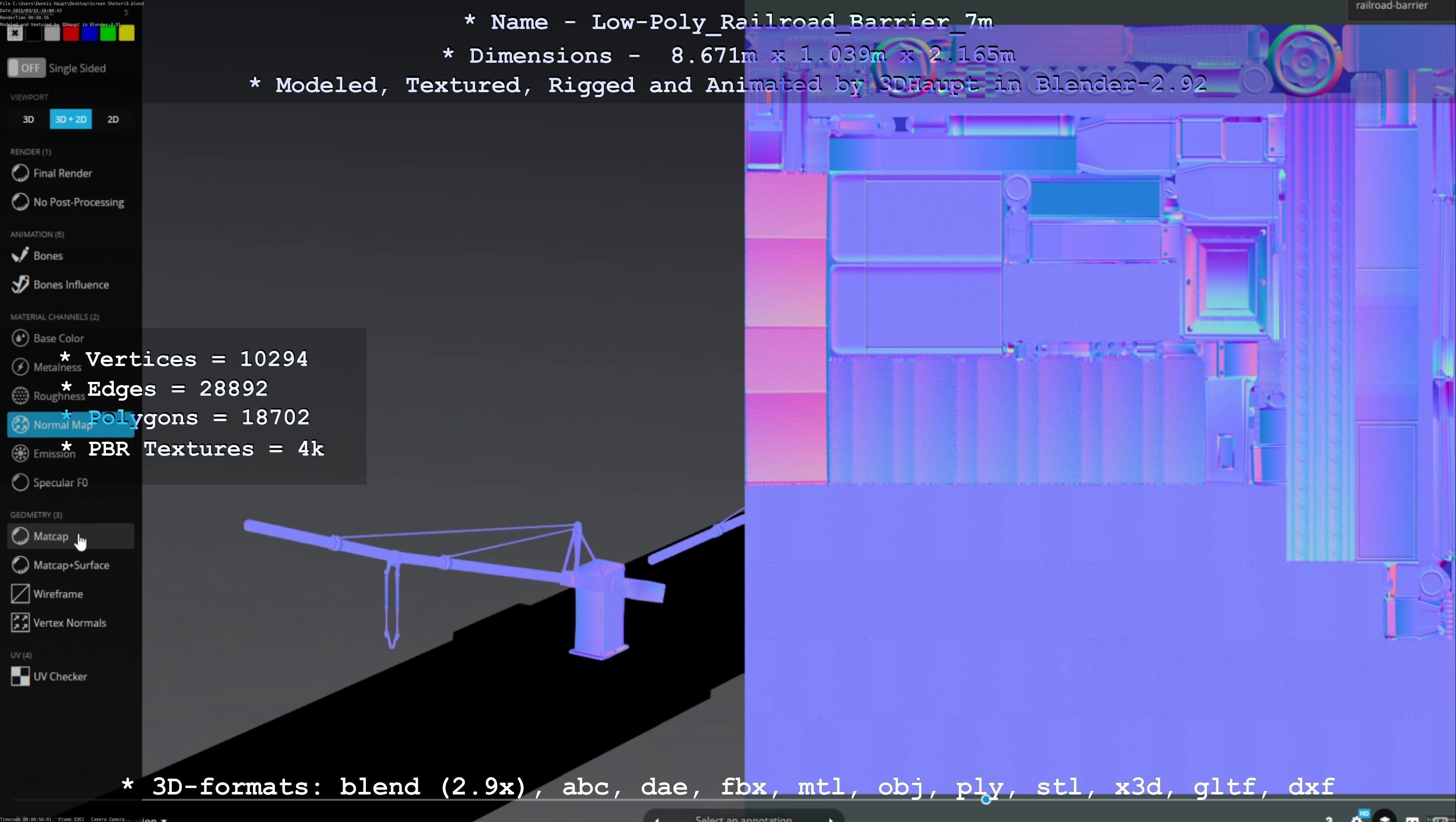 Low-Poly Railroad Barrier 7m Low-poly 3D model_11