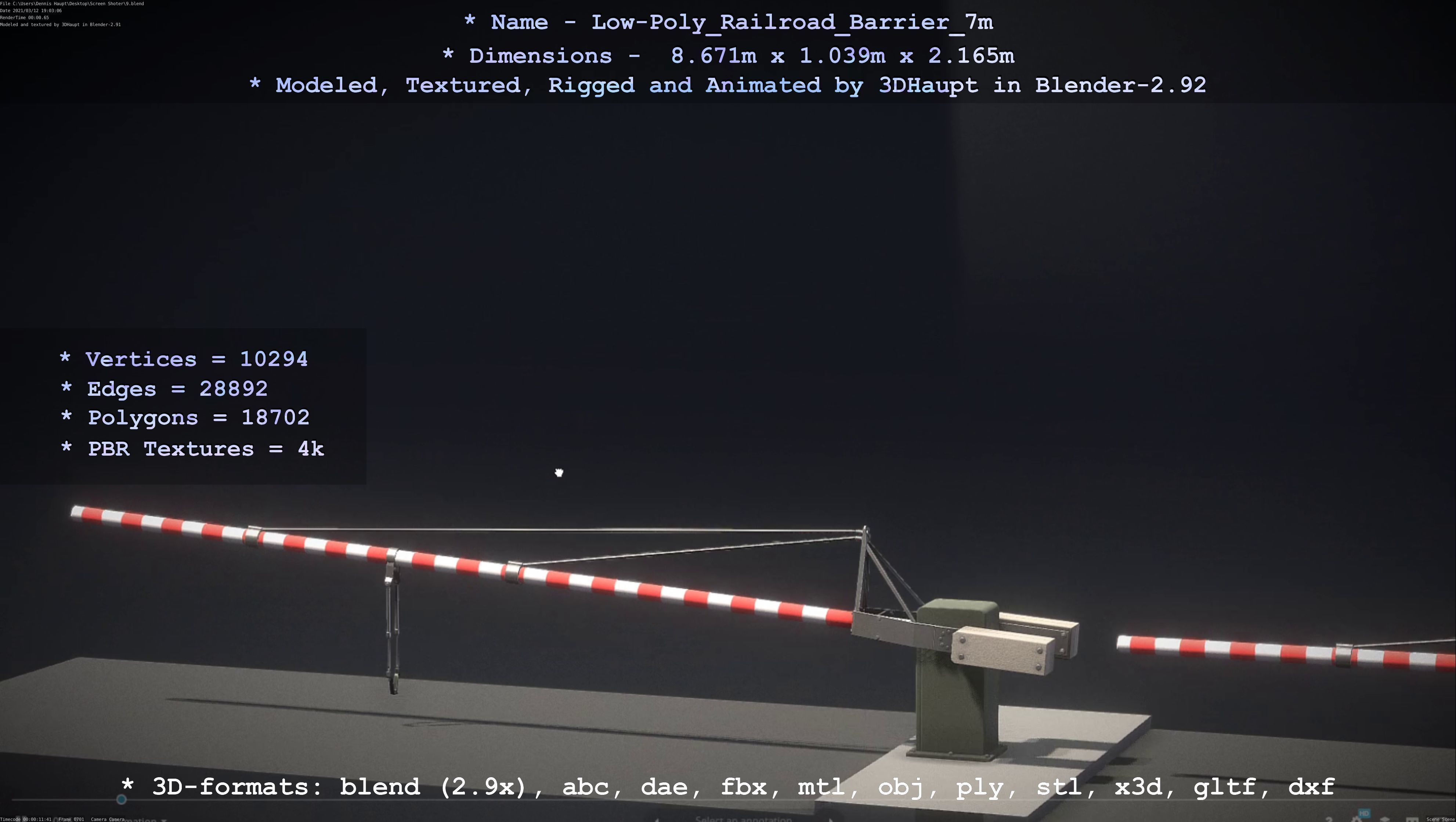 Low-Poly Railroad Barrier 7m Low-poly 3D model_26