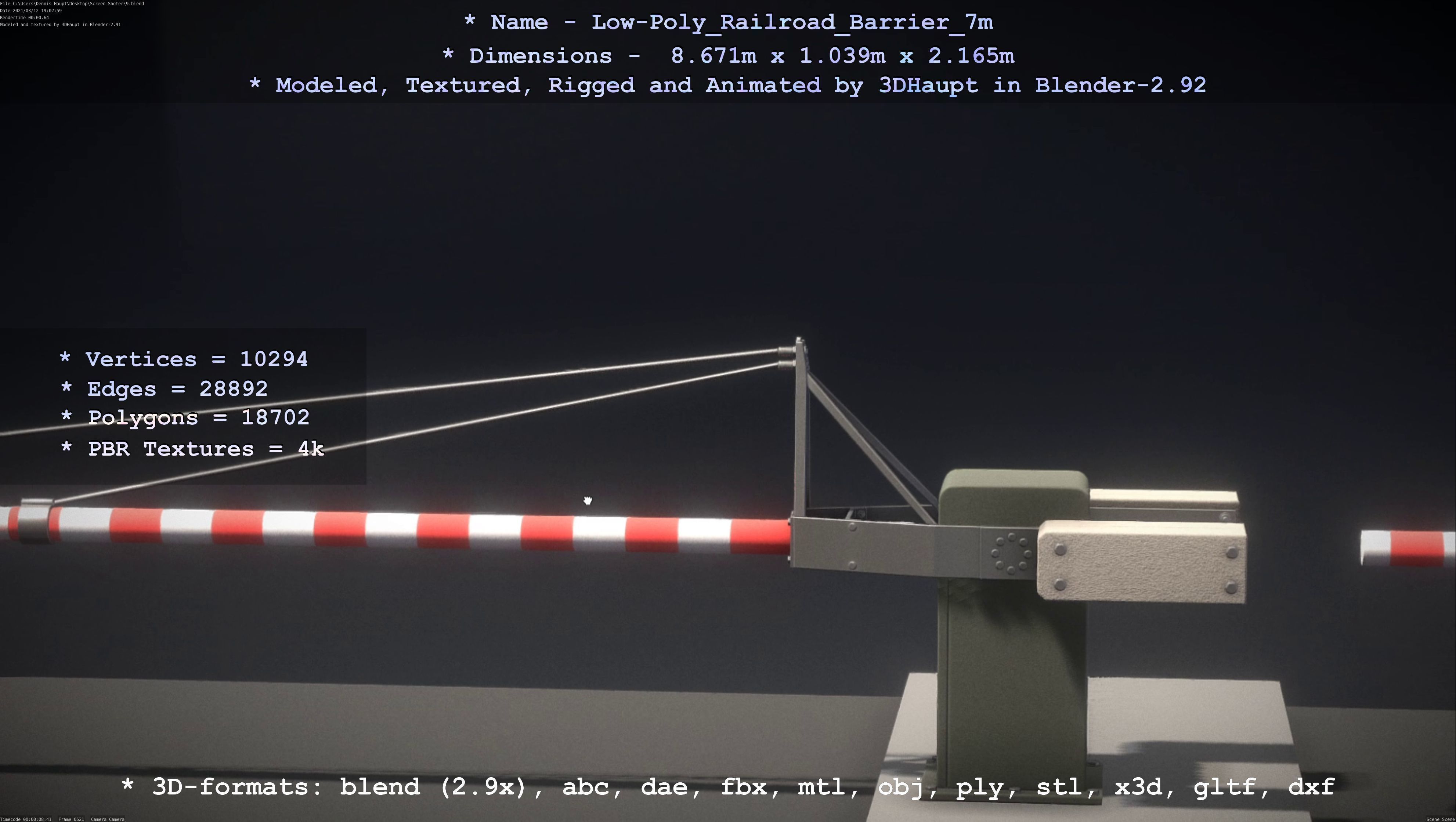 Low-Poly Railroad Barrier 7m Low-poly 3D model_51