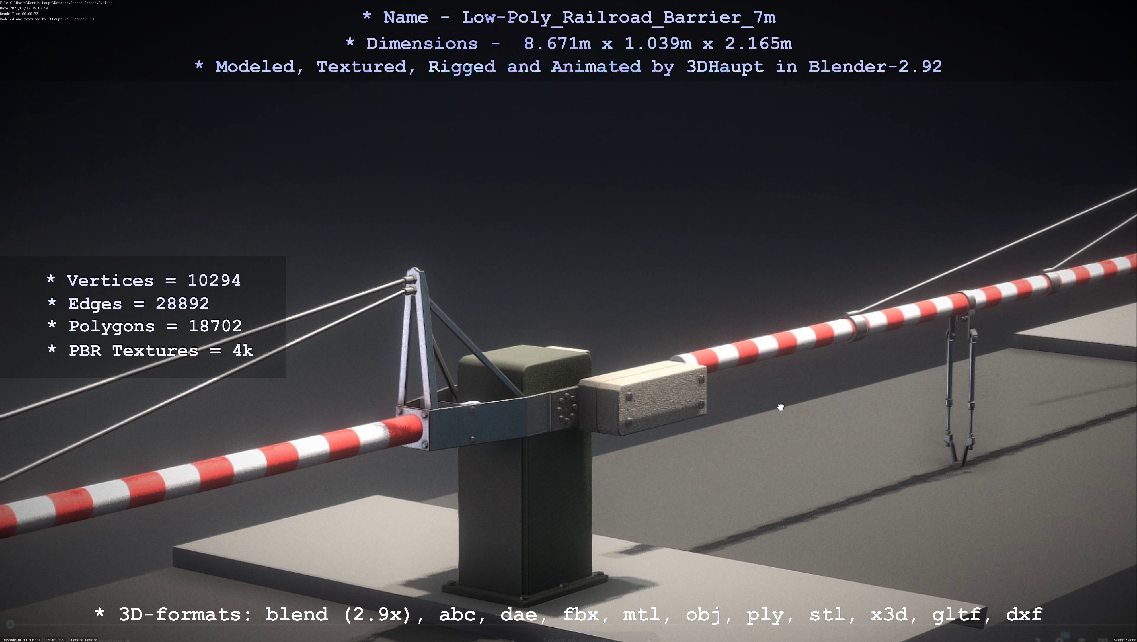 Low-Poly Railroad Barrier 7m Low-poly 3D model_49
