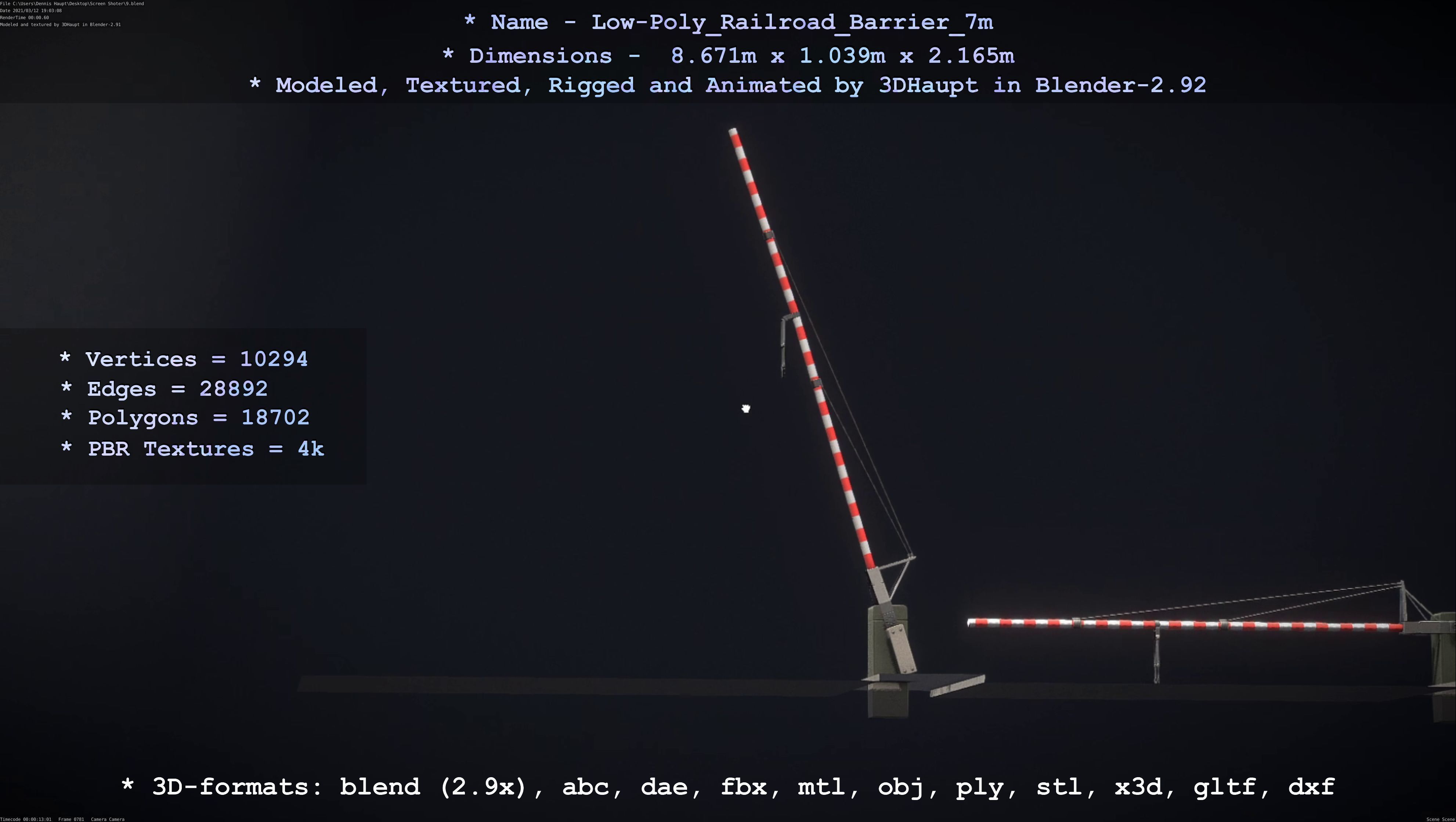 Low-Poly Railroad Barrier 7m Low-poly 3D model_57