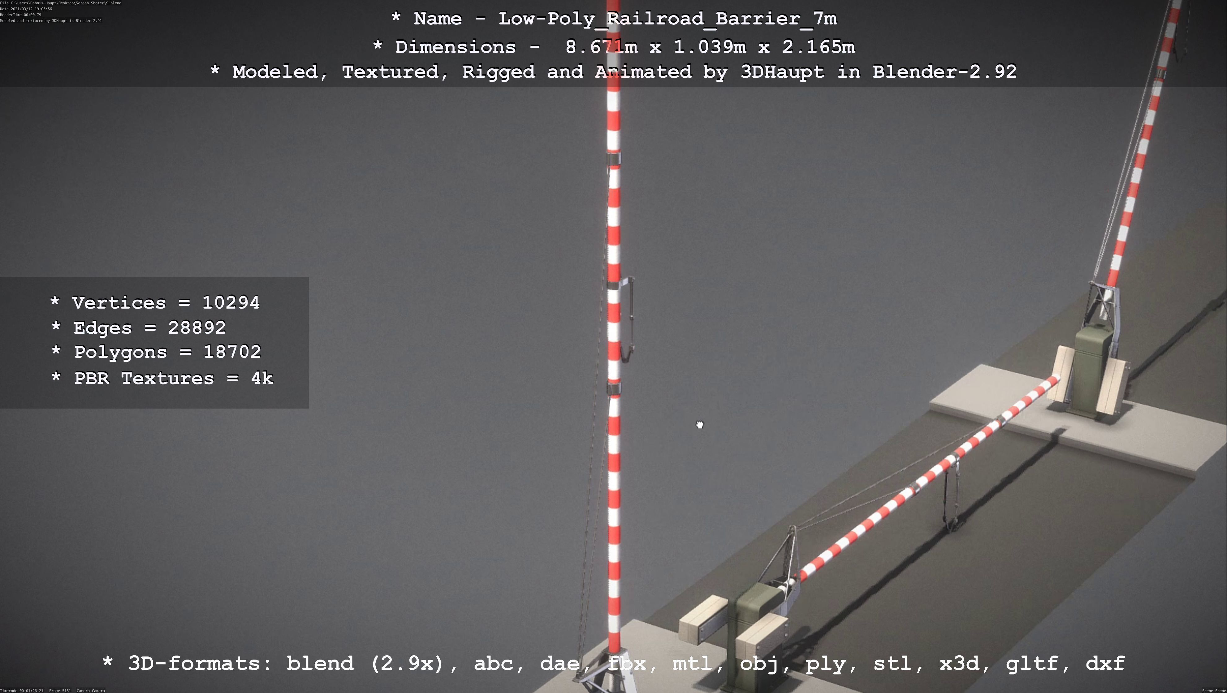 Low-Poly Railroad Barrier 7m Low-poly 3D model_100