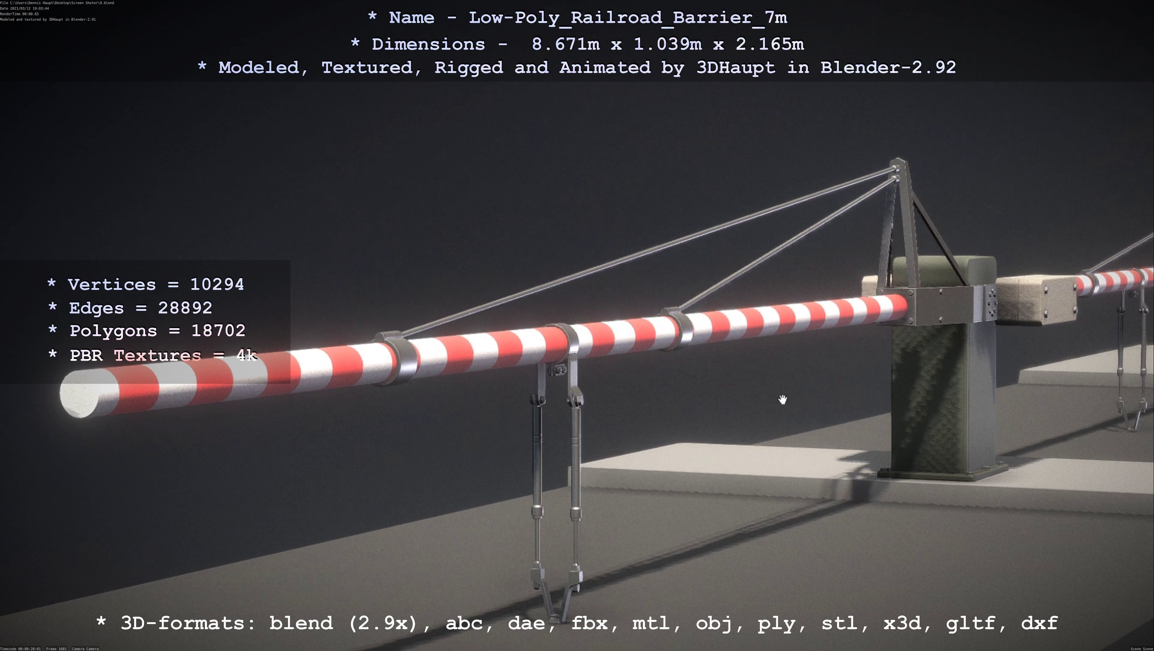 Low-Poly Railroad Barrier 7m Low-poly 3D model_75