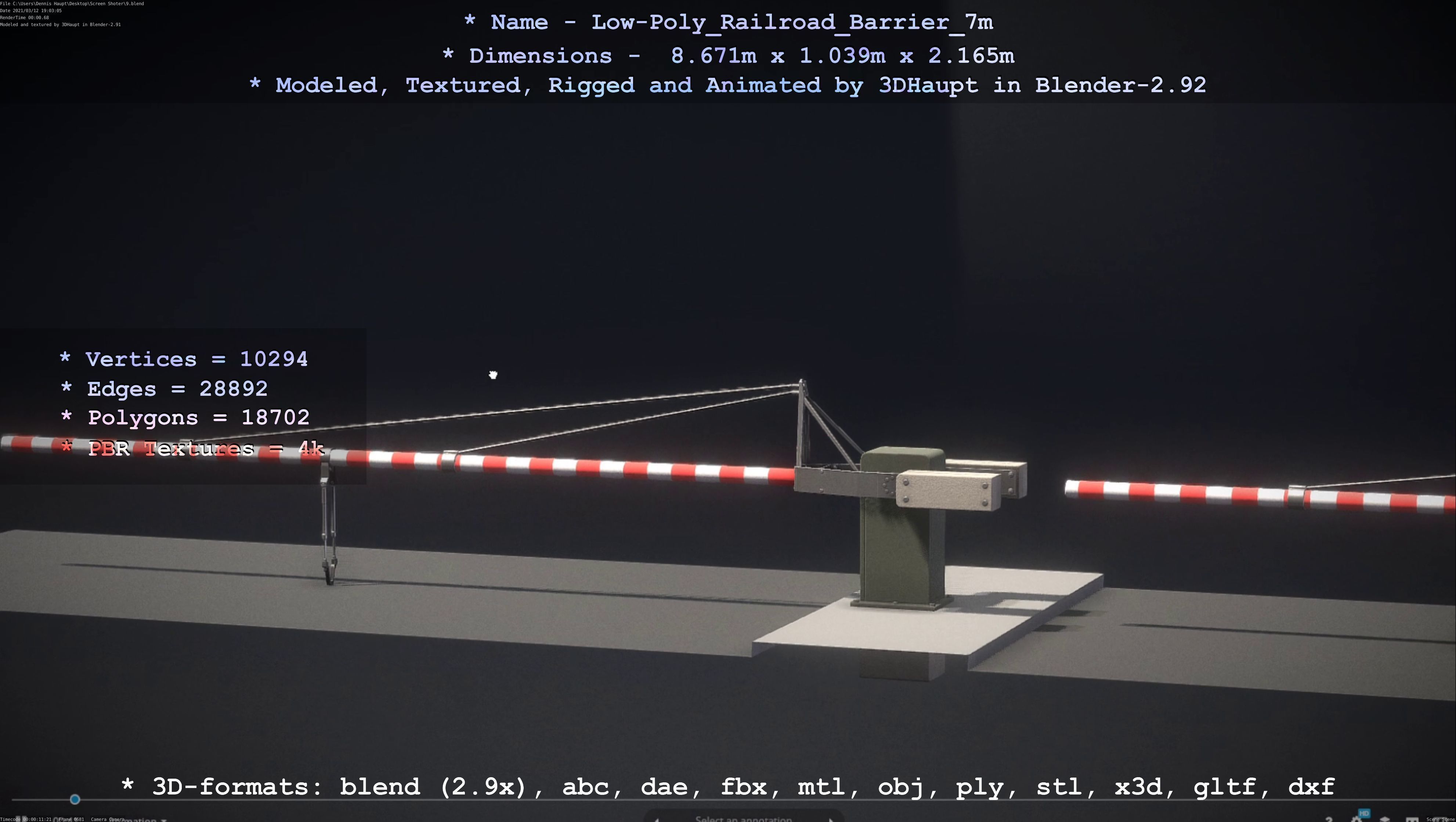 Low-Poly Railroad Barrier 7m Low-poly 3D model_56