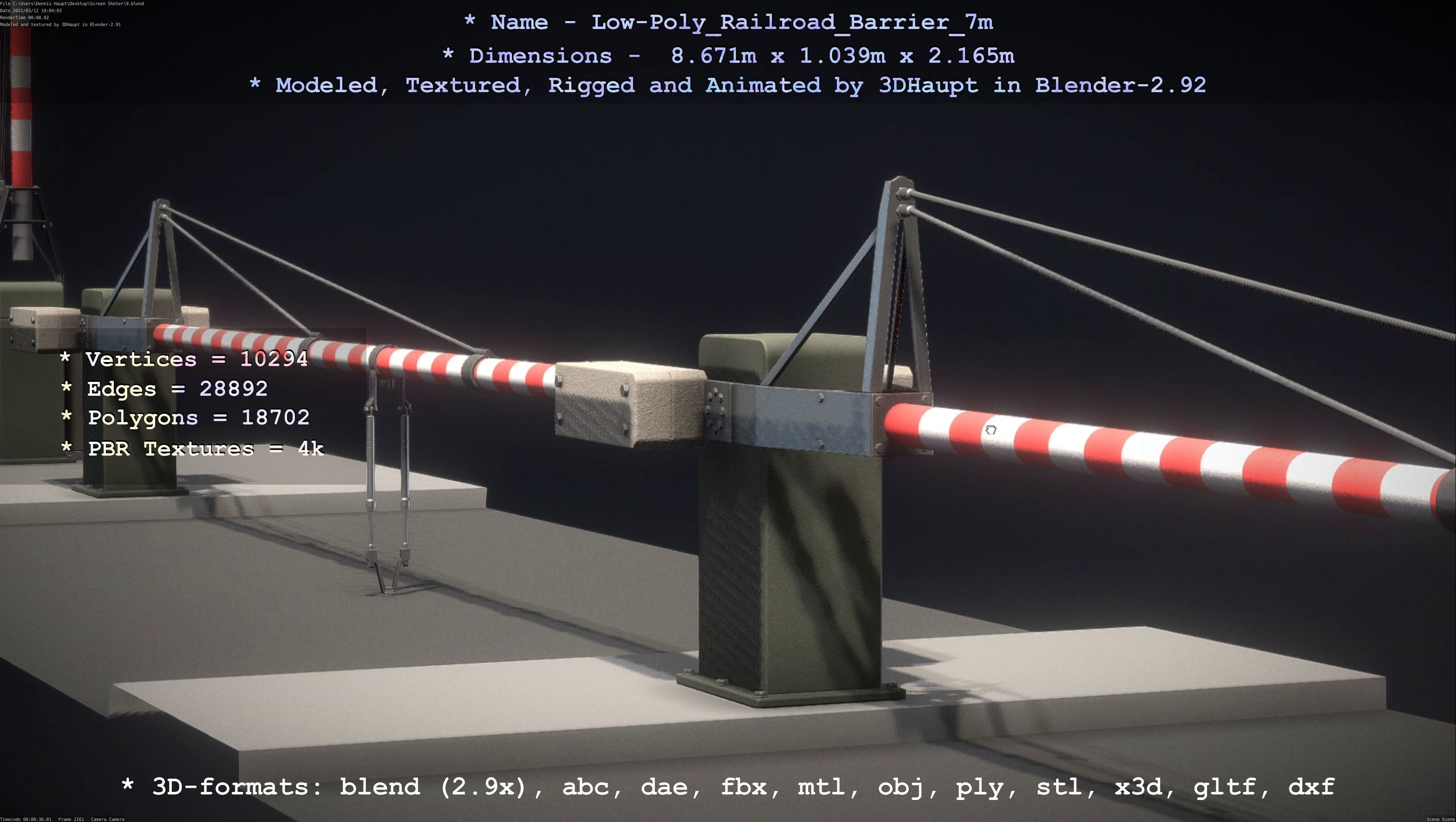 Low-Poly Railroad Barrier 7m Low-poly 3D model_85
