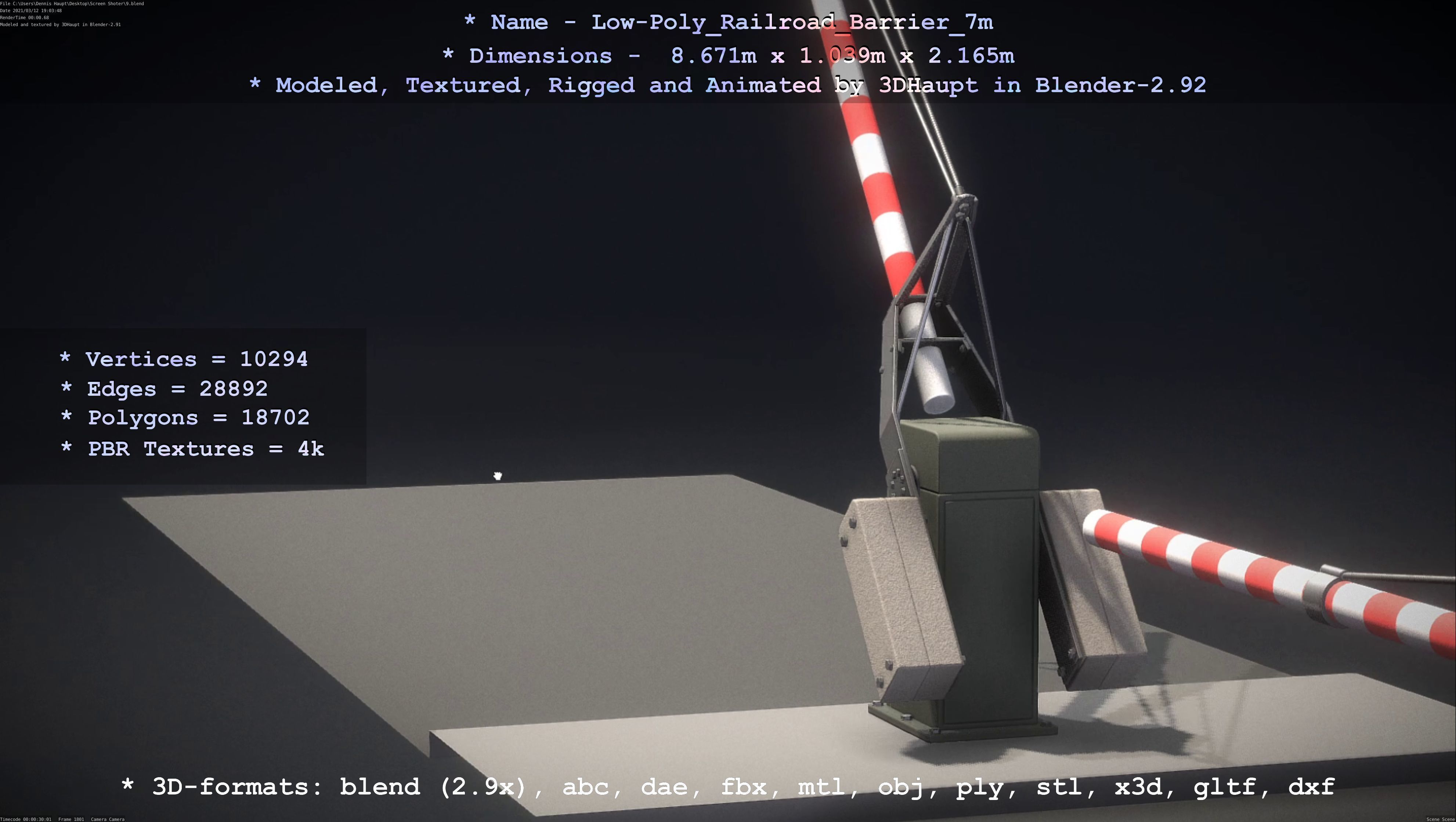 Low-Poly Railroad Barrier 7m Low-poly 3D model_78